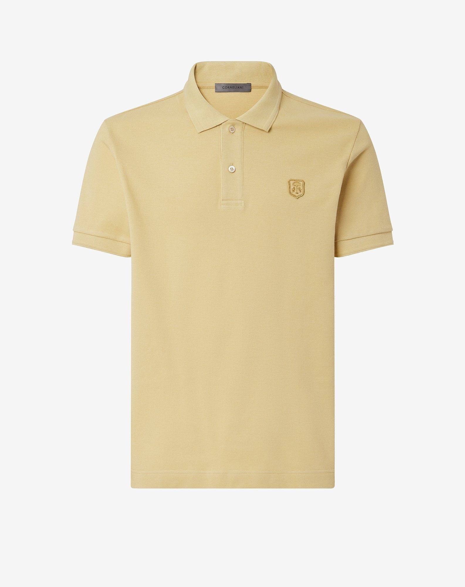 Yellow button-up pique cotton polo shirt - 1