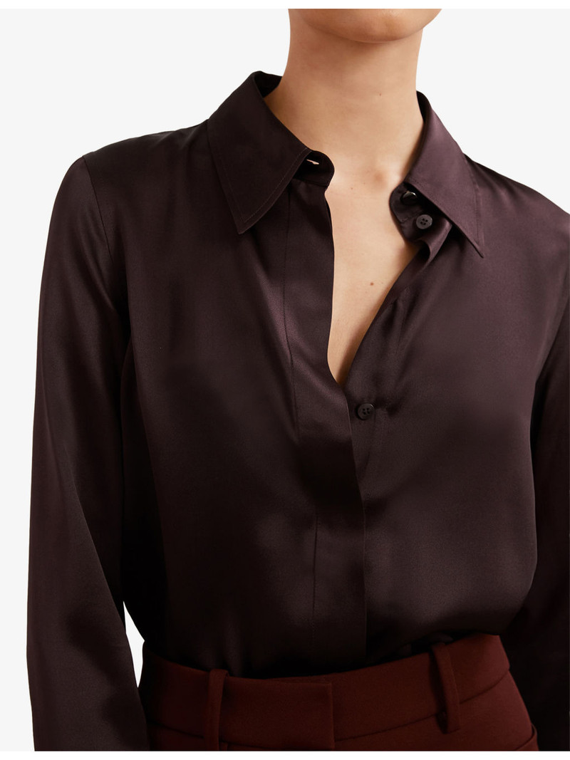Ameira Concealed-Placket Long-Sleeve Silk Shirt 5