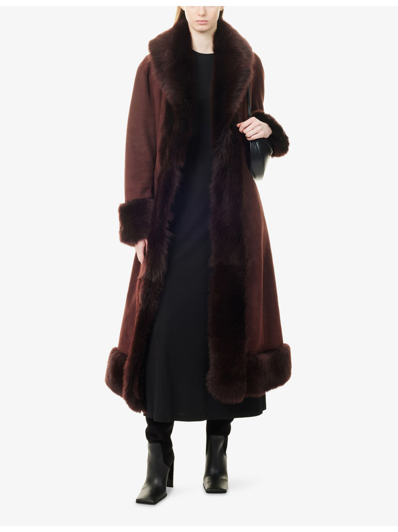 NOUR HAMMOUR Kaia Toscana Shearling Long Coat outlook