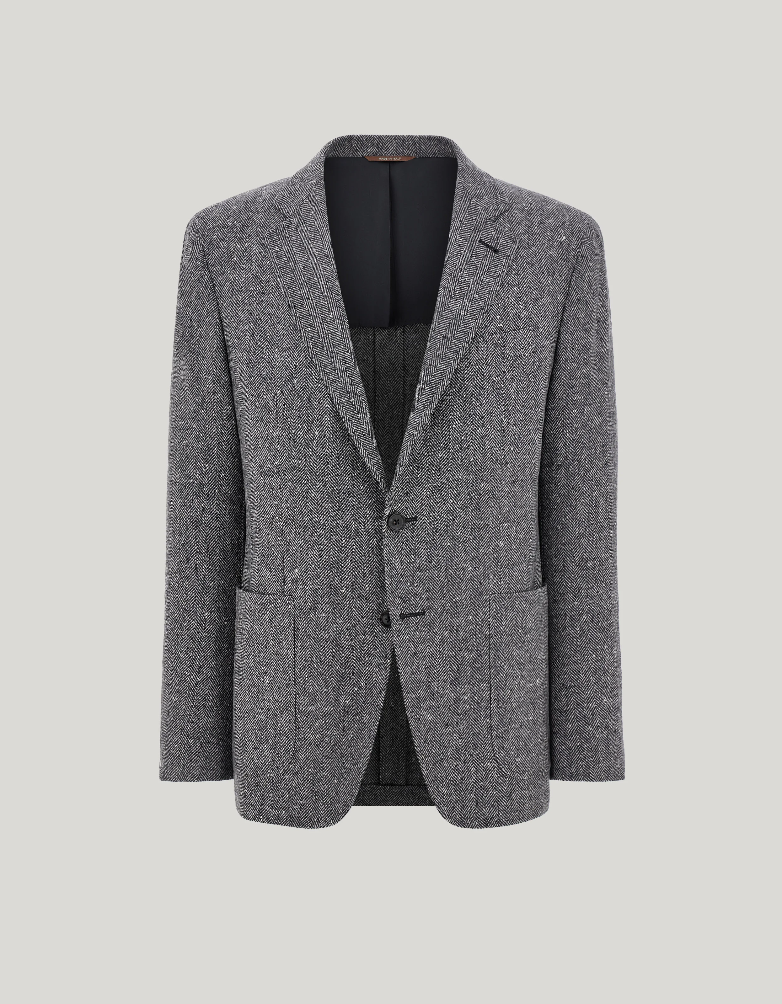 BLACK AND WHITE 170'S WOOL AND CASHMERE HERRINGBONE MODERN-FIT KEI JACKET - 1