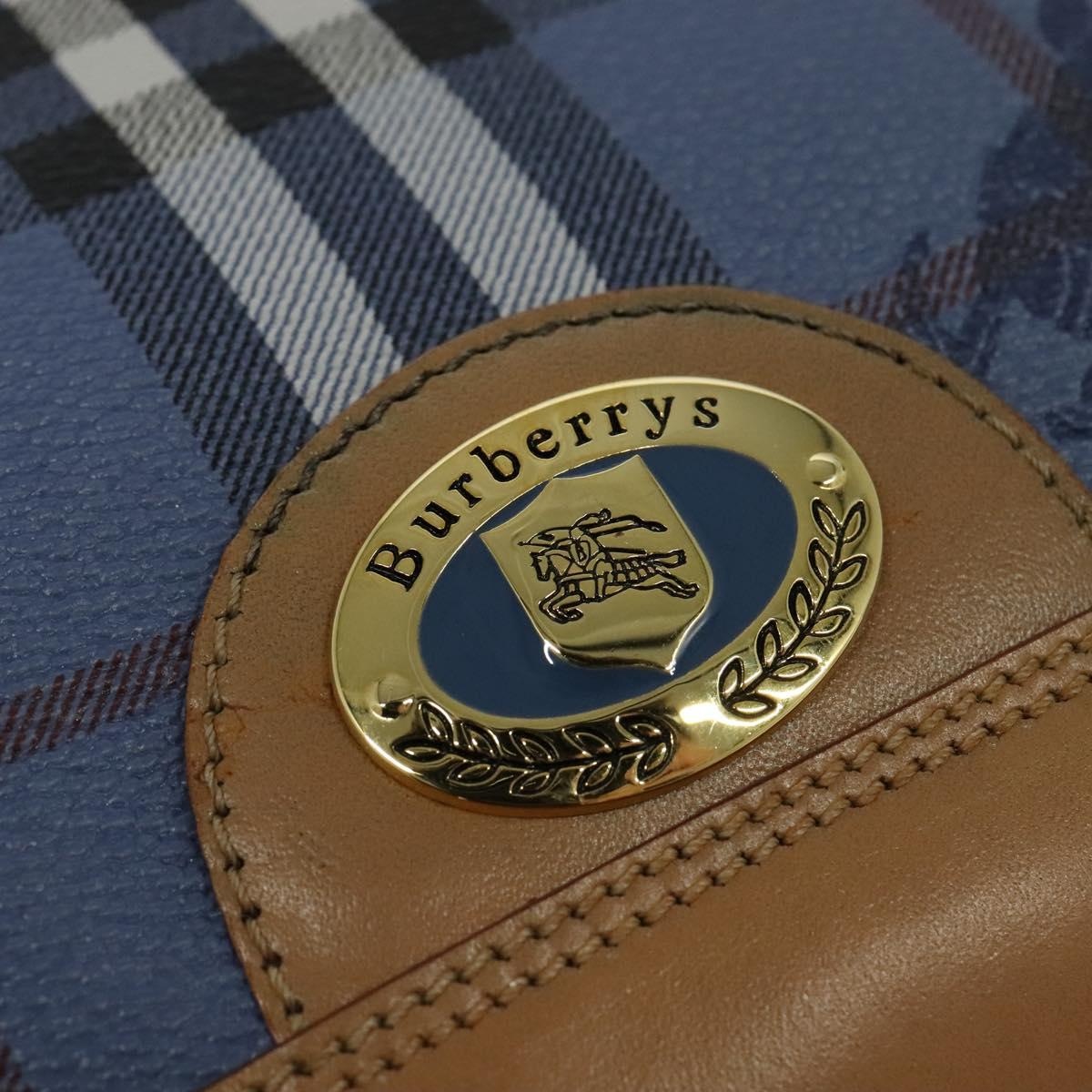 Burberry Nova Check Shoulder Bag Pvc Leather Blue - 14