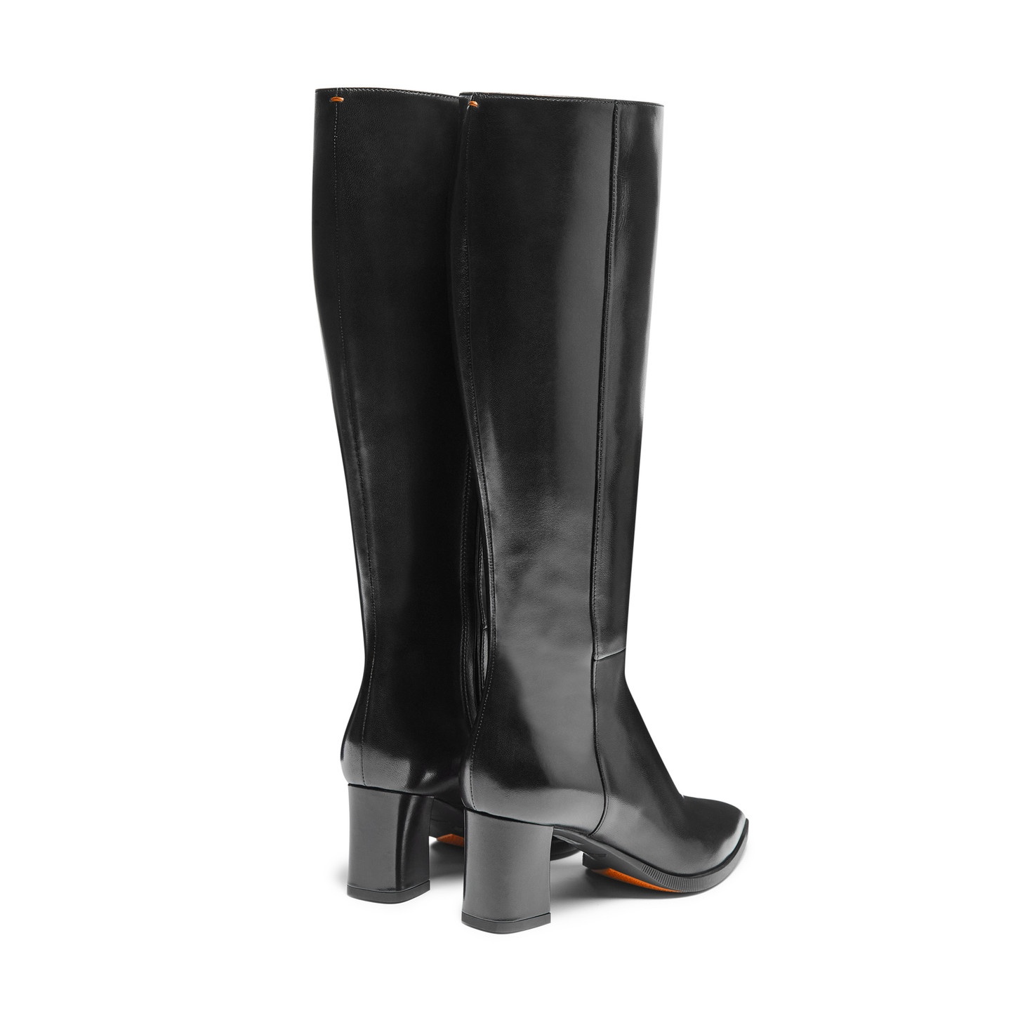 Women's black leather mid-heel boot - 3