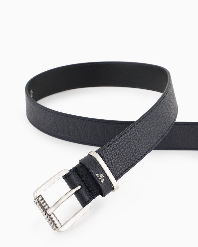 EMPORIO ARMANI PEBBLED LEATHER BELT WITH OVERSIZED LOGO LETTERING outlook