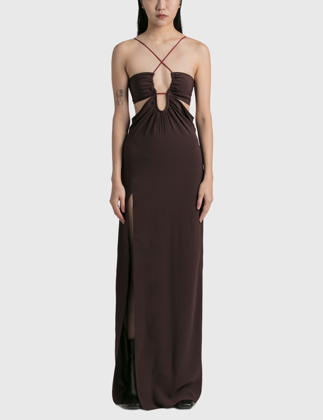 FRONT KEY-HOLE FLOOR LENGTH DRESS - 1