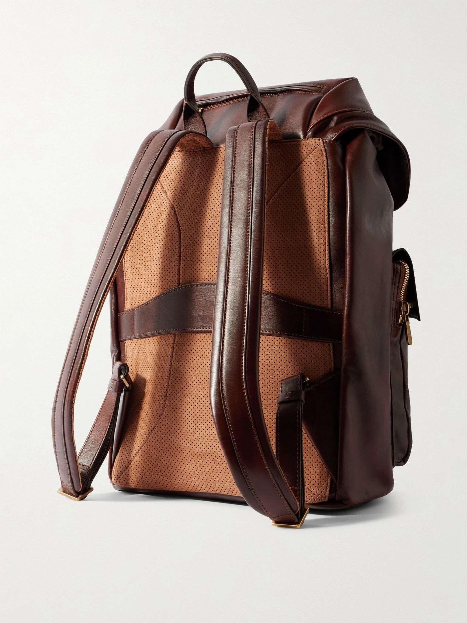 Leather Backpack Burgundy - 3