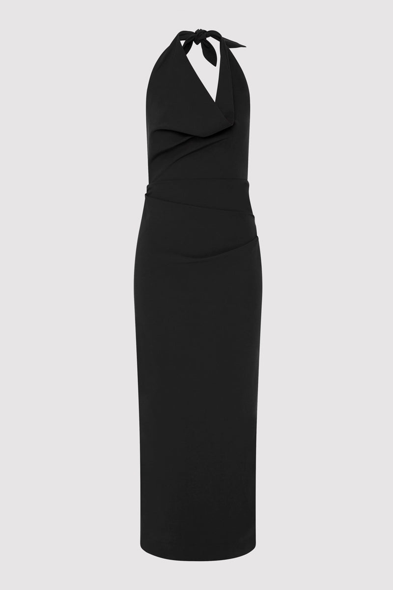 Structural Tie Dress - Black - 1
