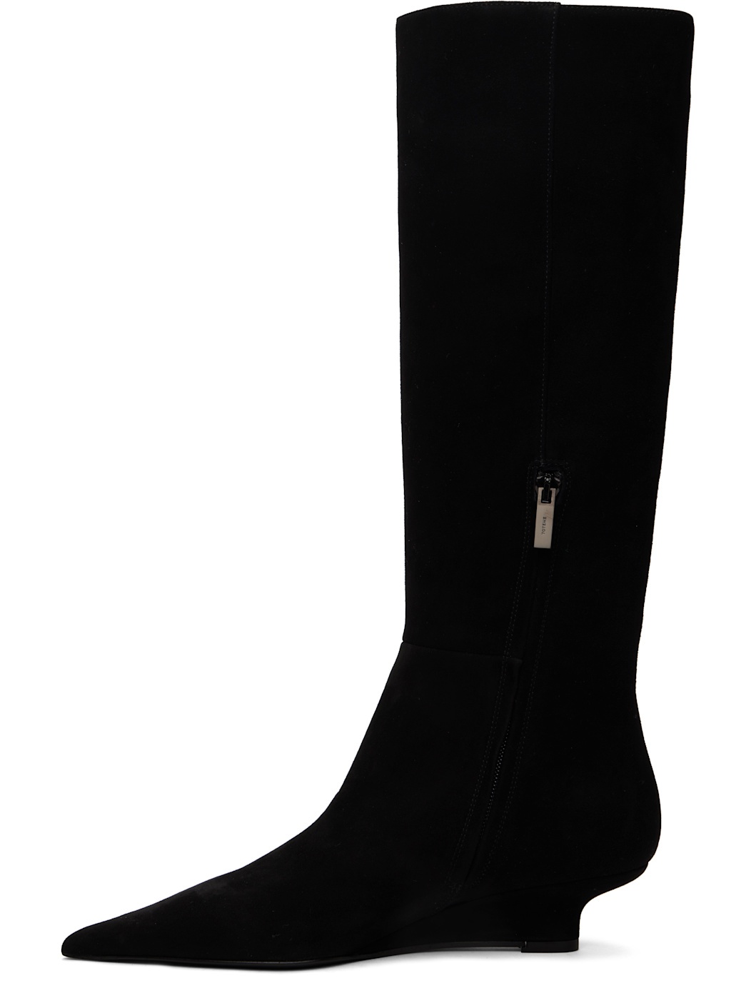 Black Sharp Suede Knee-High Boots - 3