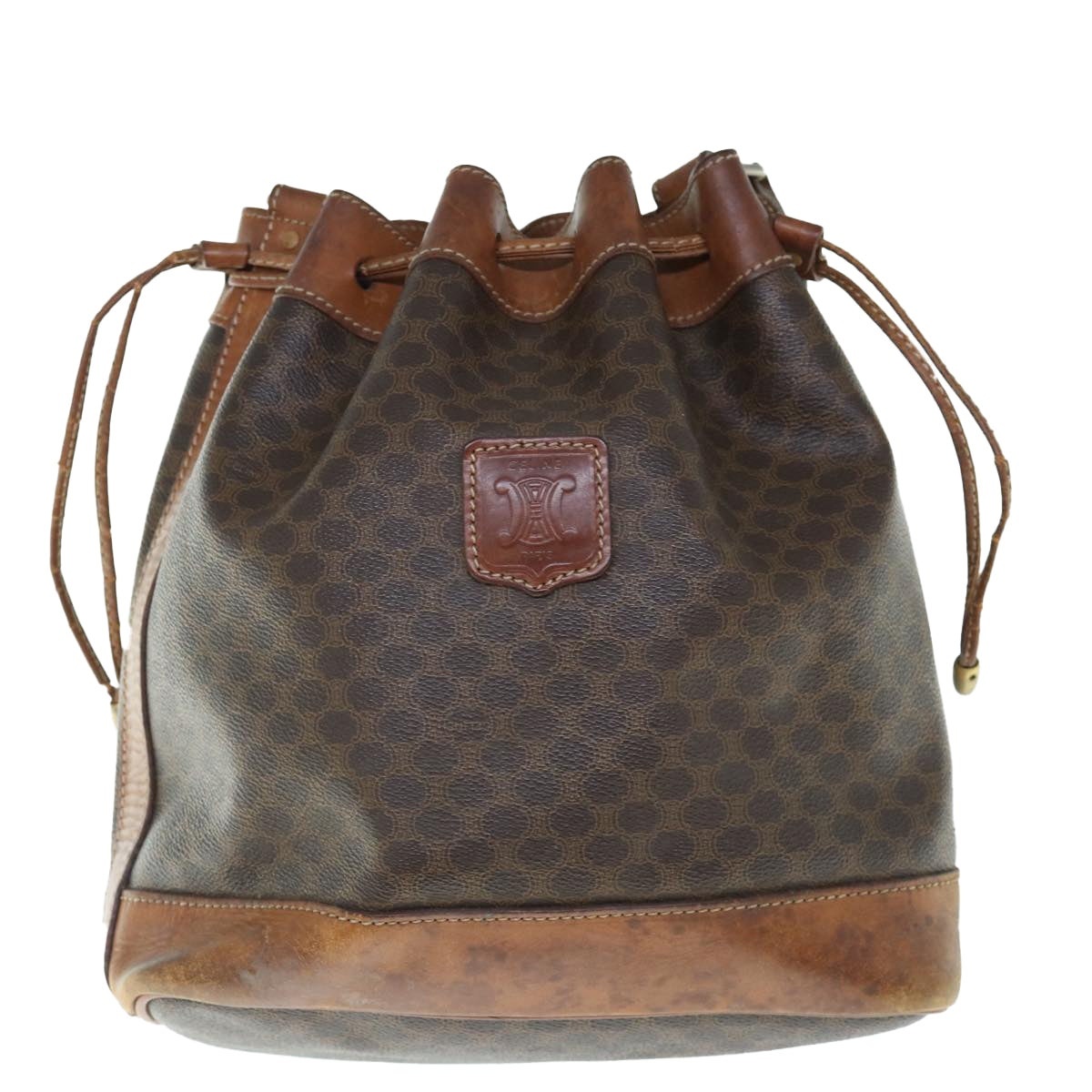 CELINE Macadam Canvas Shoulder Bag Pvc Leather Brown - 13