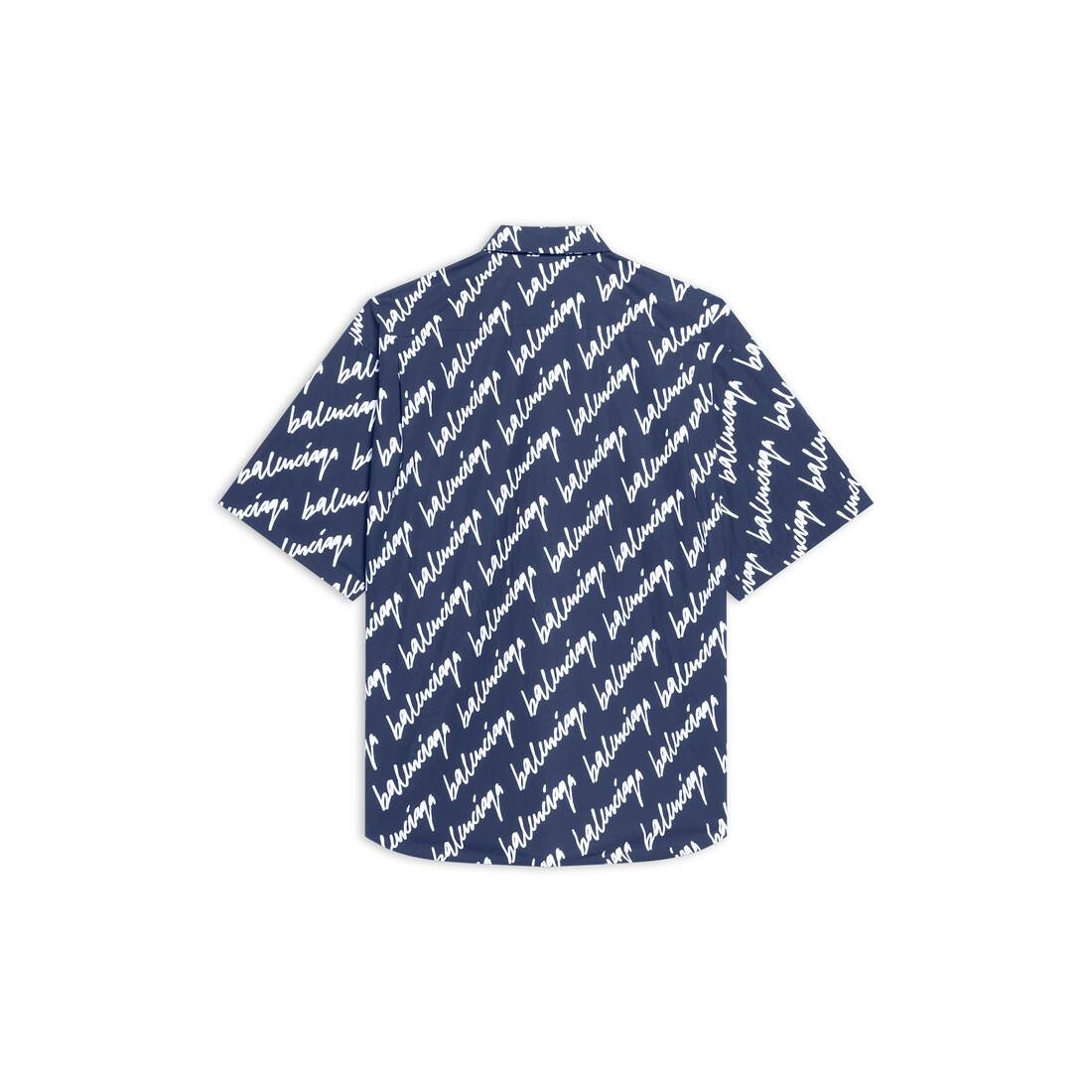 Men's New Scribble Short Sleeve Shirt Large Fit  in Indigo - 2