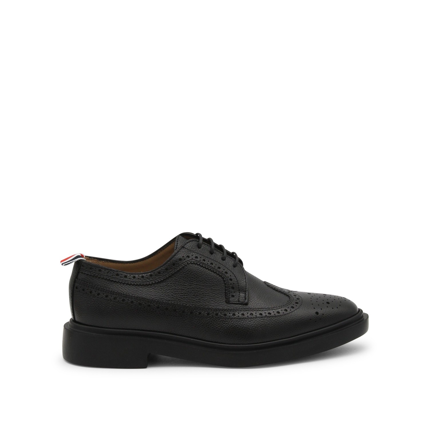 BLACK LEATHER LONGWING BROGUES - 1