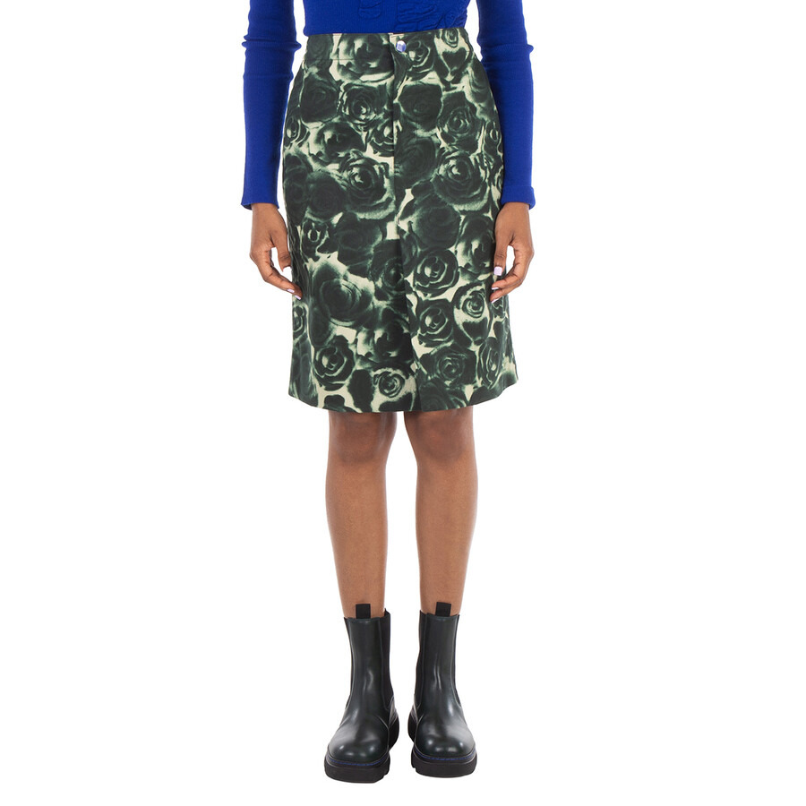 Burberry Floral Print Waxed Cotton Skirt - 3