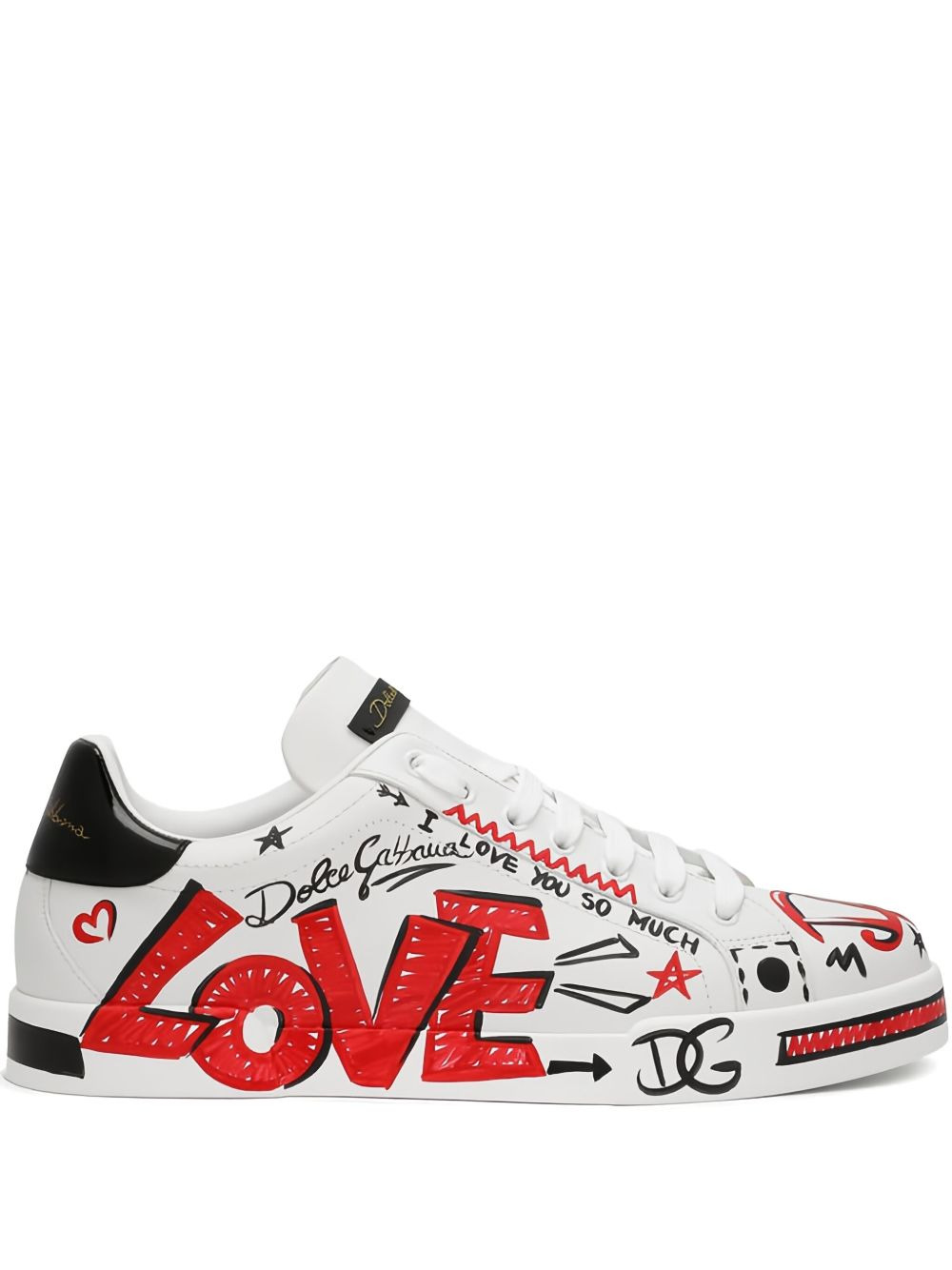 graffiti-print leather sneakers - 1