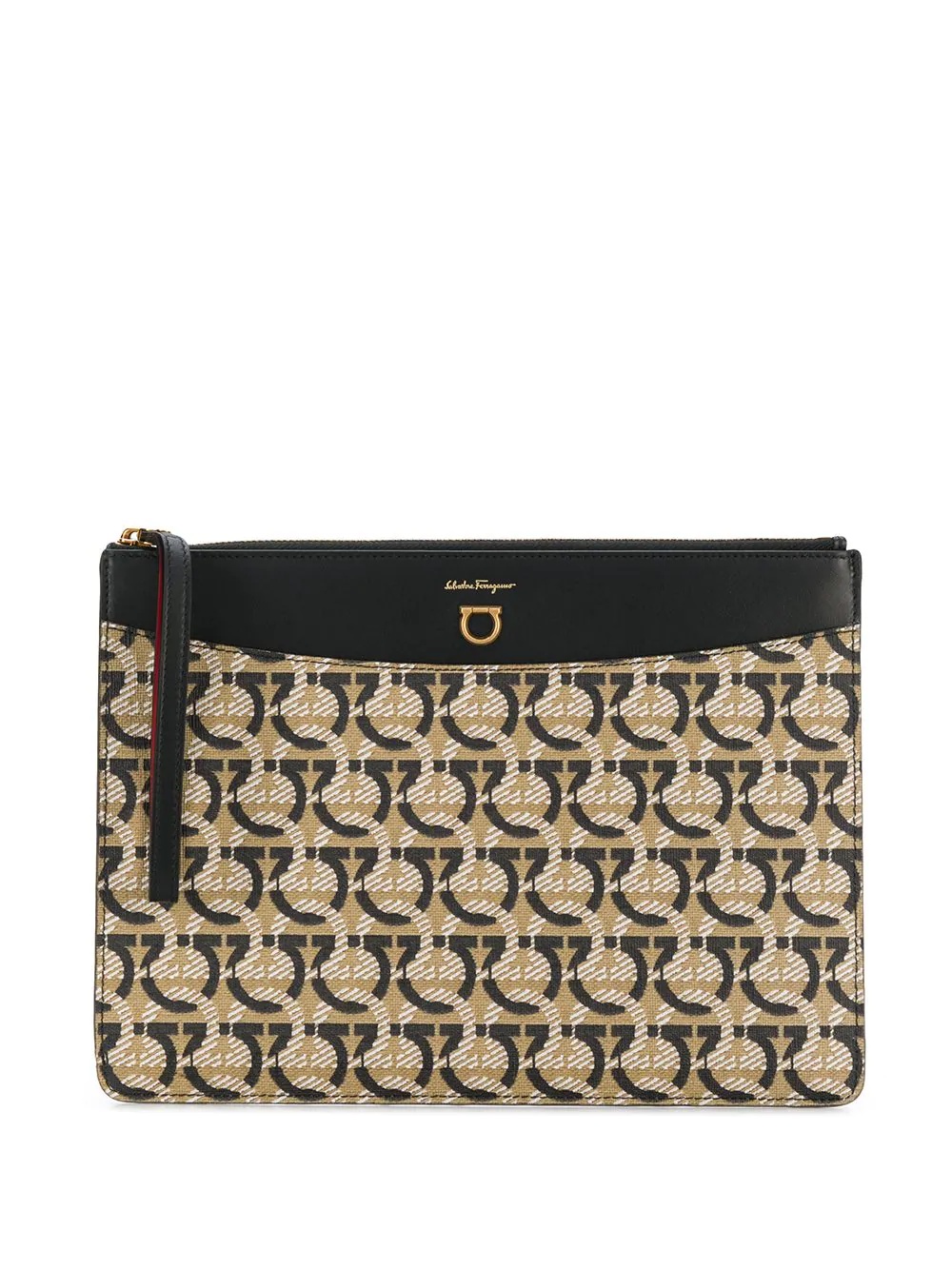 zipped logo-print clutch bag - 1