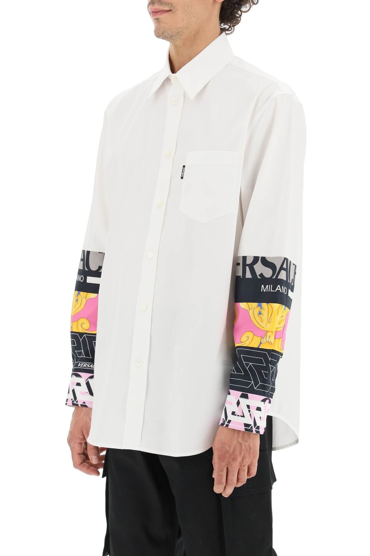 patchwork logo button-down shirt - 7