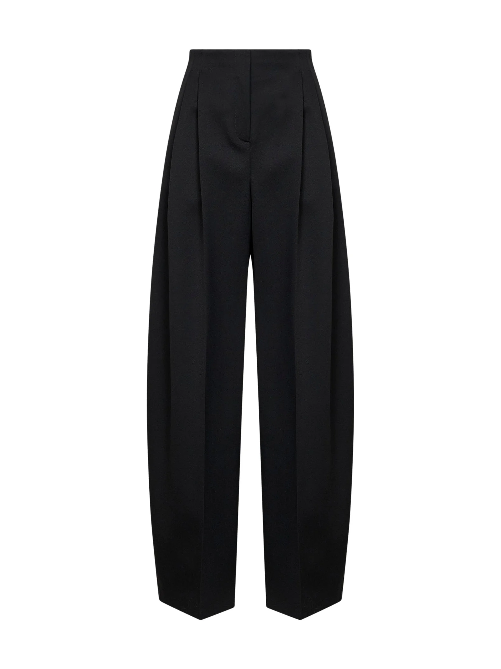 Mugler Women Black Wool Wide Leg Pleated Trousers - 1