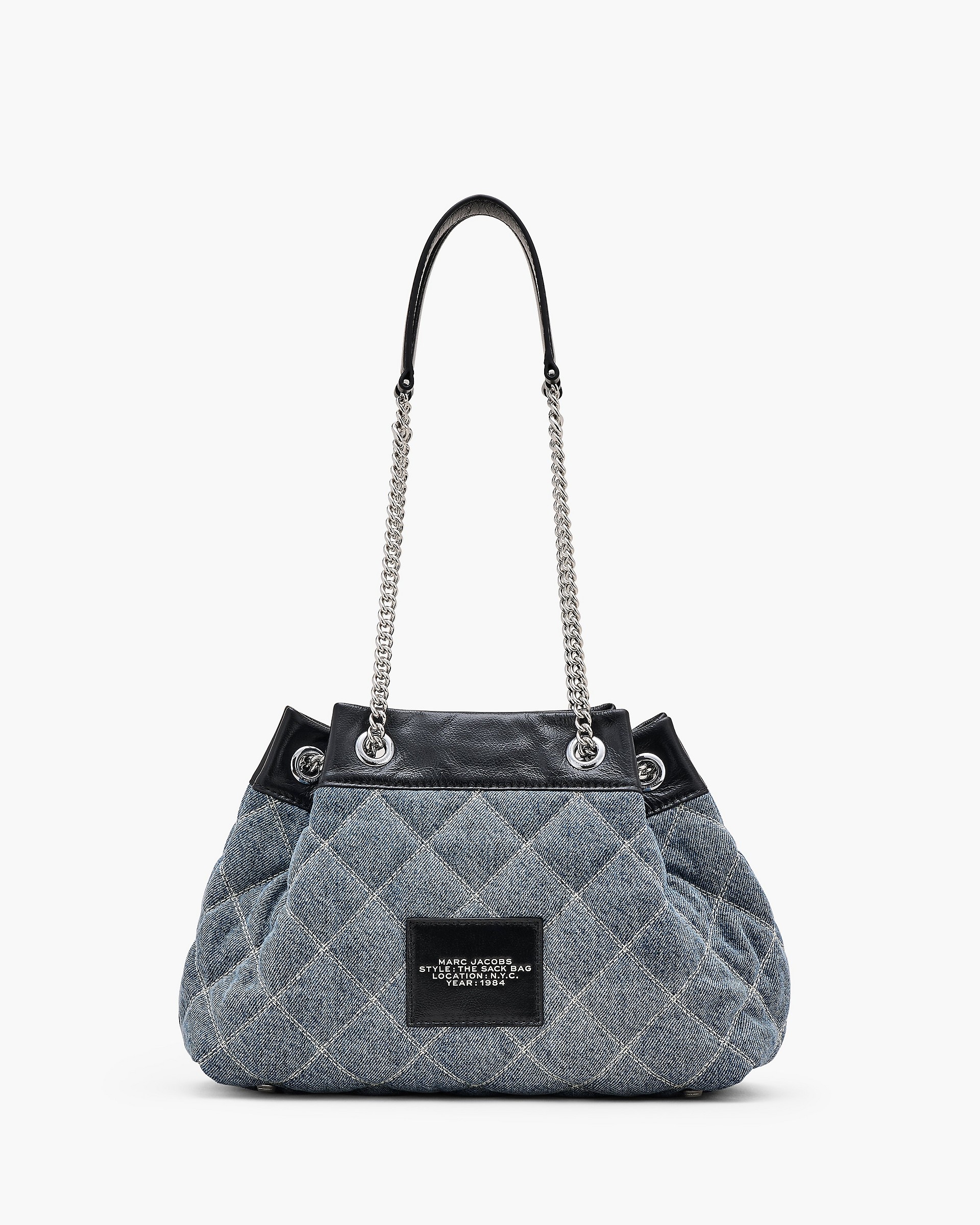THE QUILTED DENIM CHAIN SACK BAG - 3