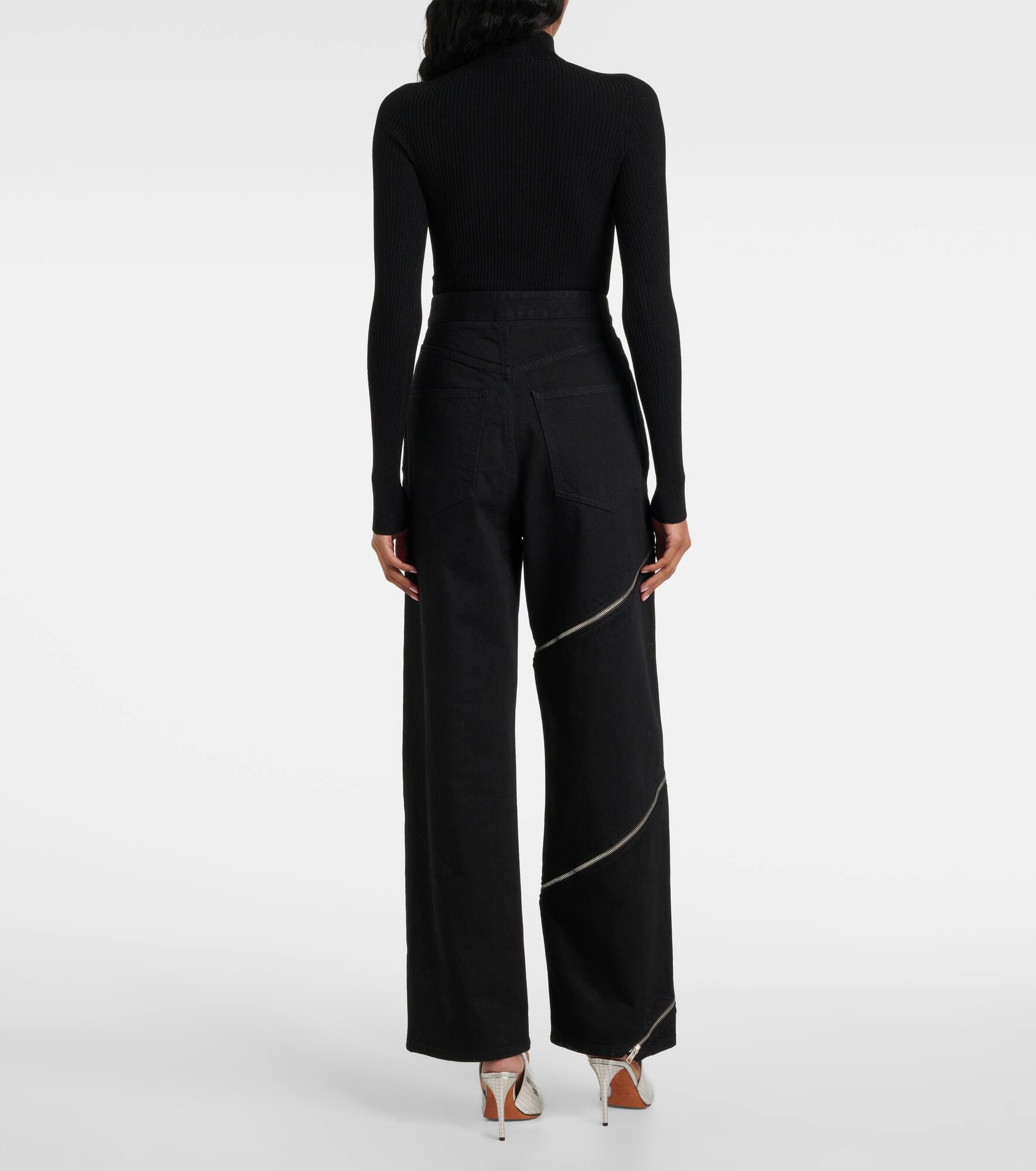 Spiral cotton wide-leg pants - 3