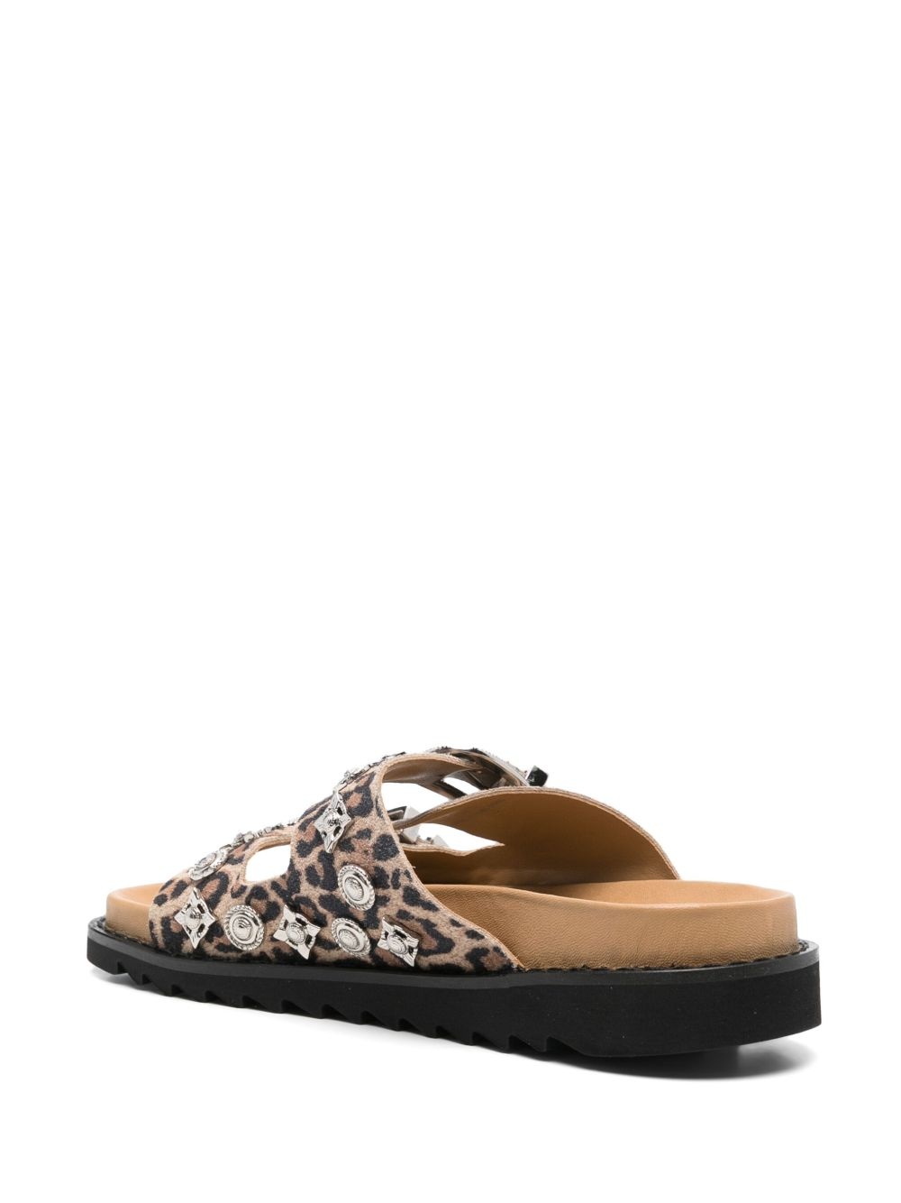 leopard-print flat sandals - 3