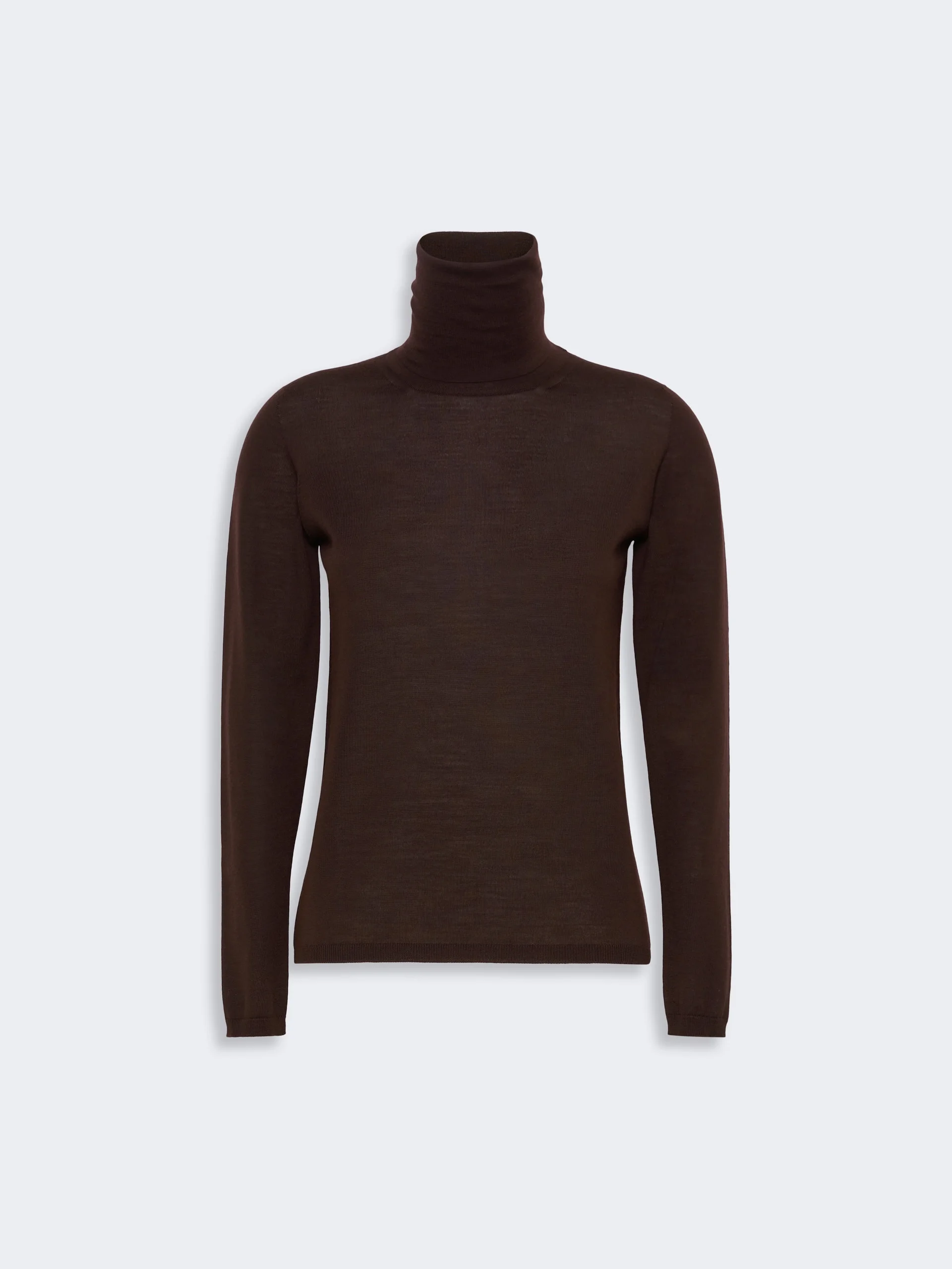 SALUTO Wool yarn polo-neck sweater - DARK BROWN - 1
