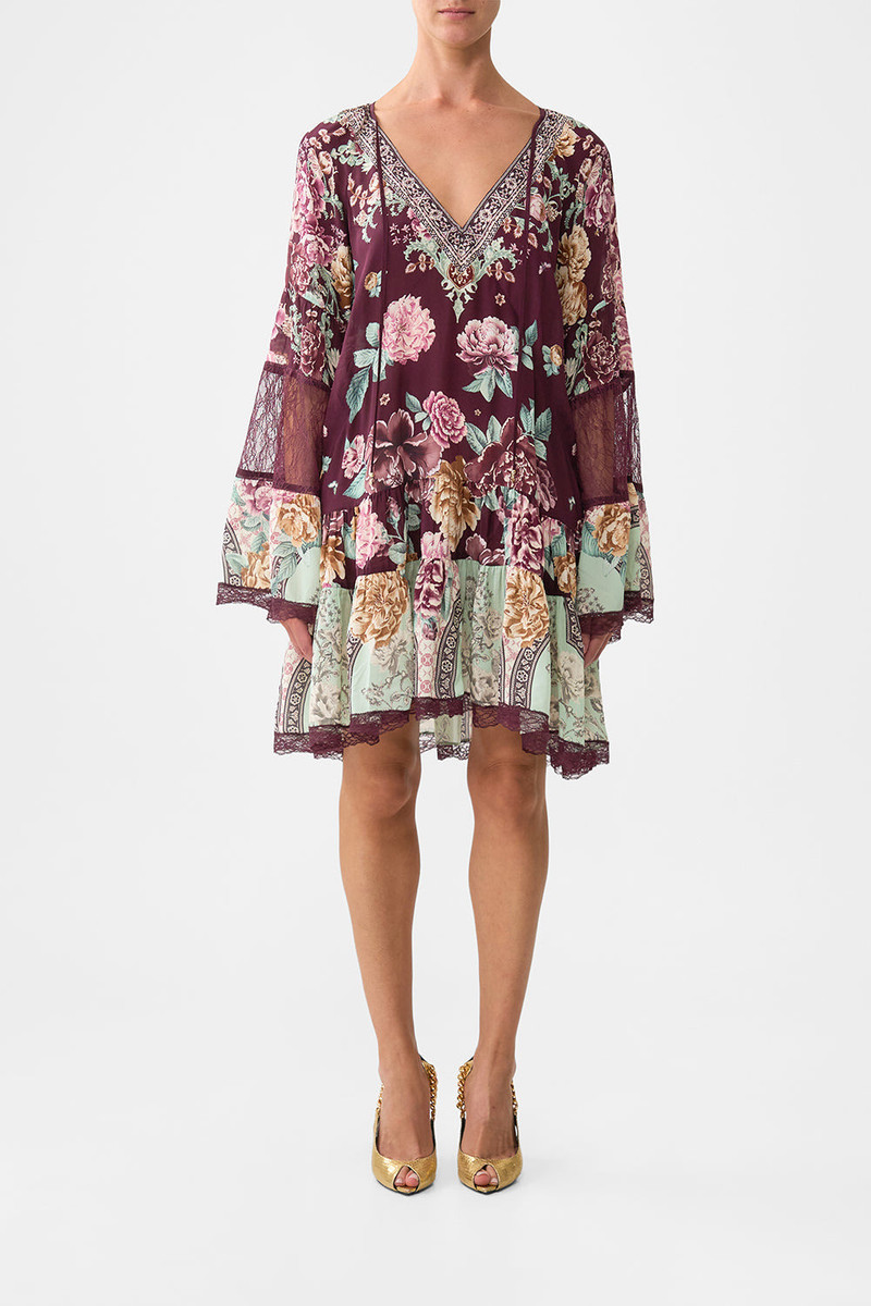 CAMILLA A-LINE GATHERED PANEL DRESS outlook