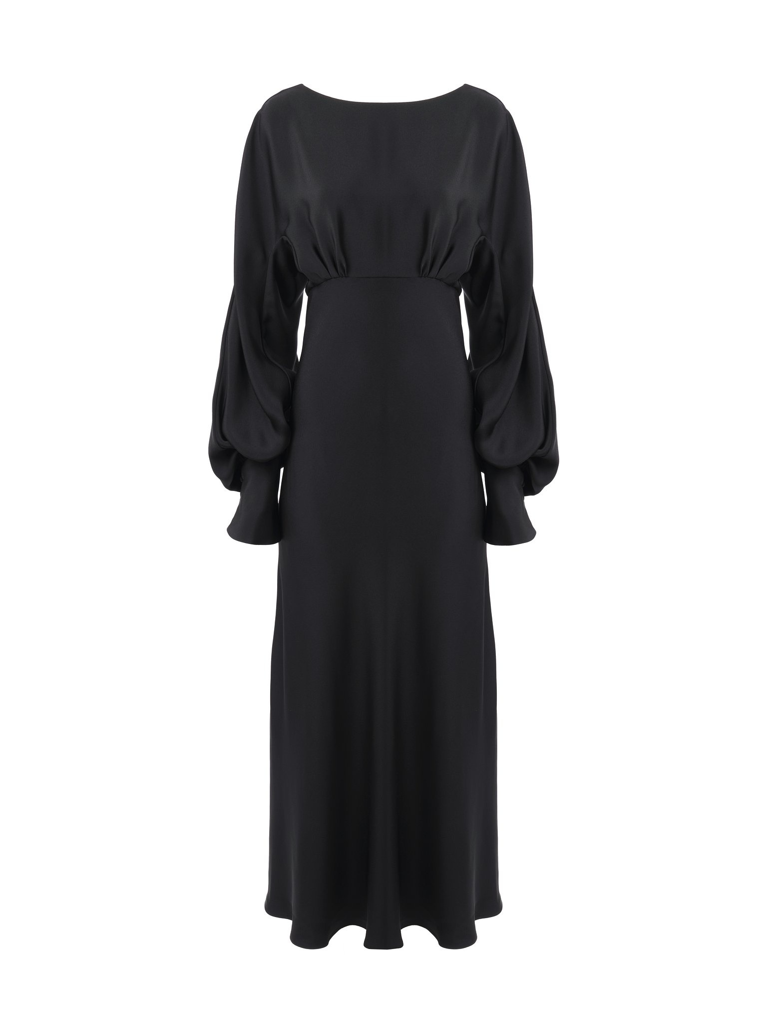 BOAT-NECK LONG FLARED DRESS - 1