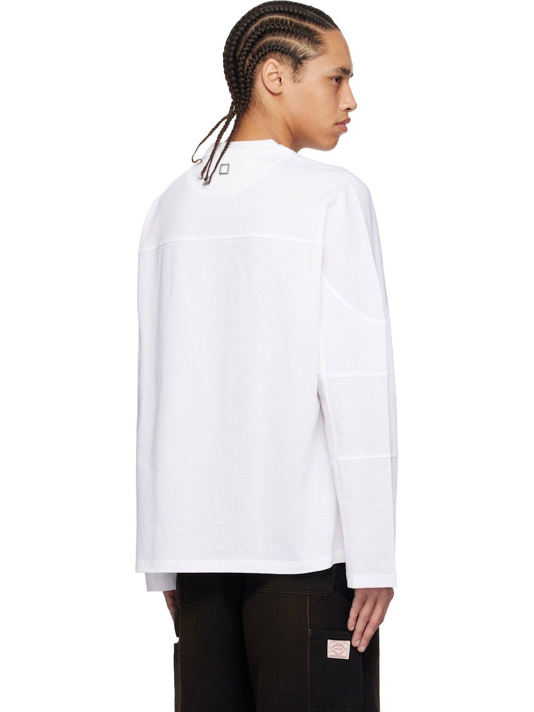 White Shoulder Cut Long Sleeve T-shirt - 3