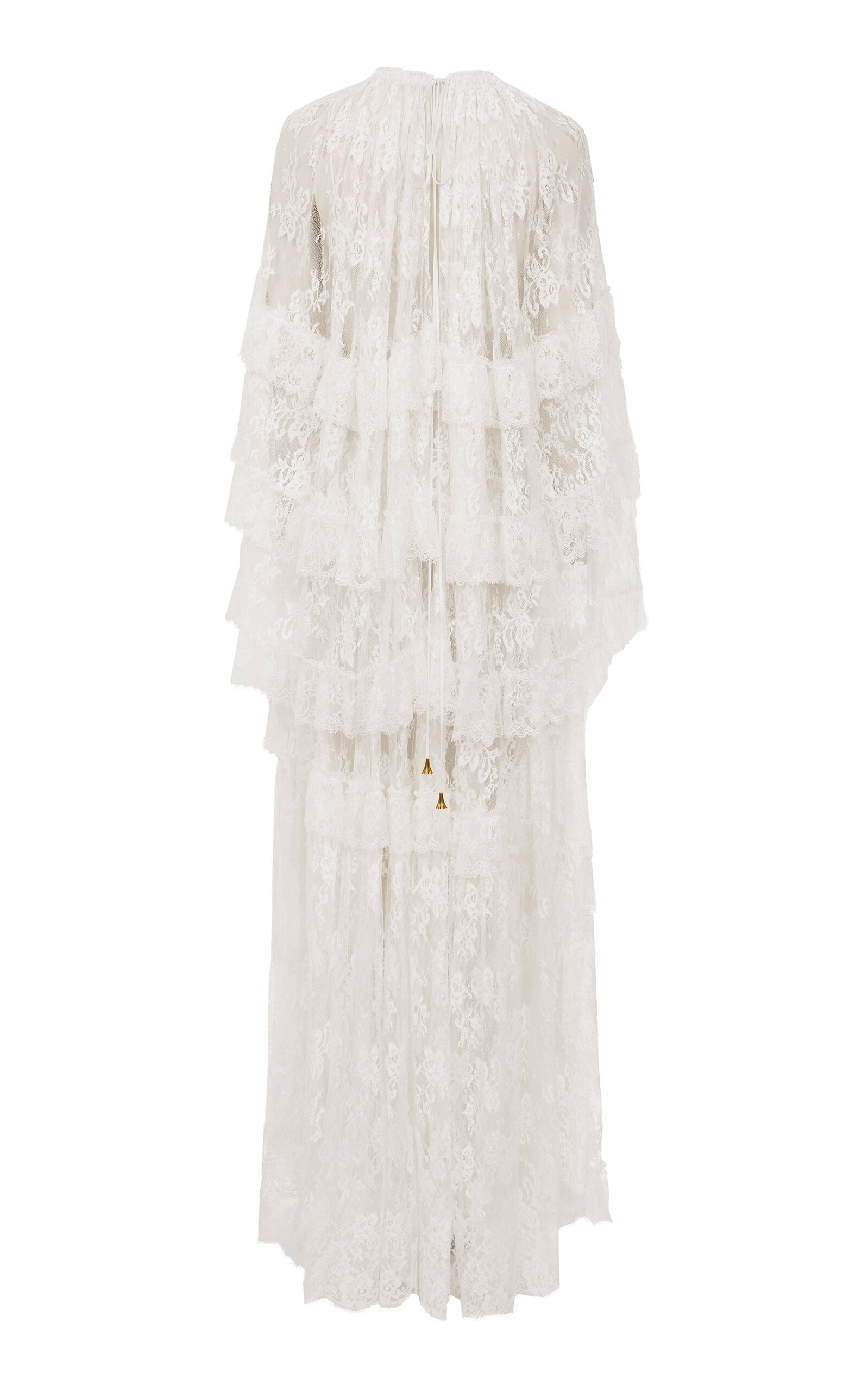パーティードレス Silk Lace Ruffled Dress Chloé Ruffled Silk Lace Maxi Dress white | modaoperandi