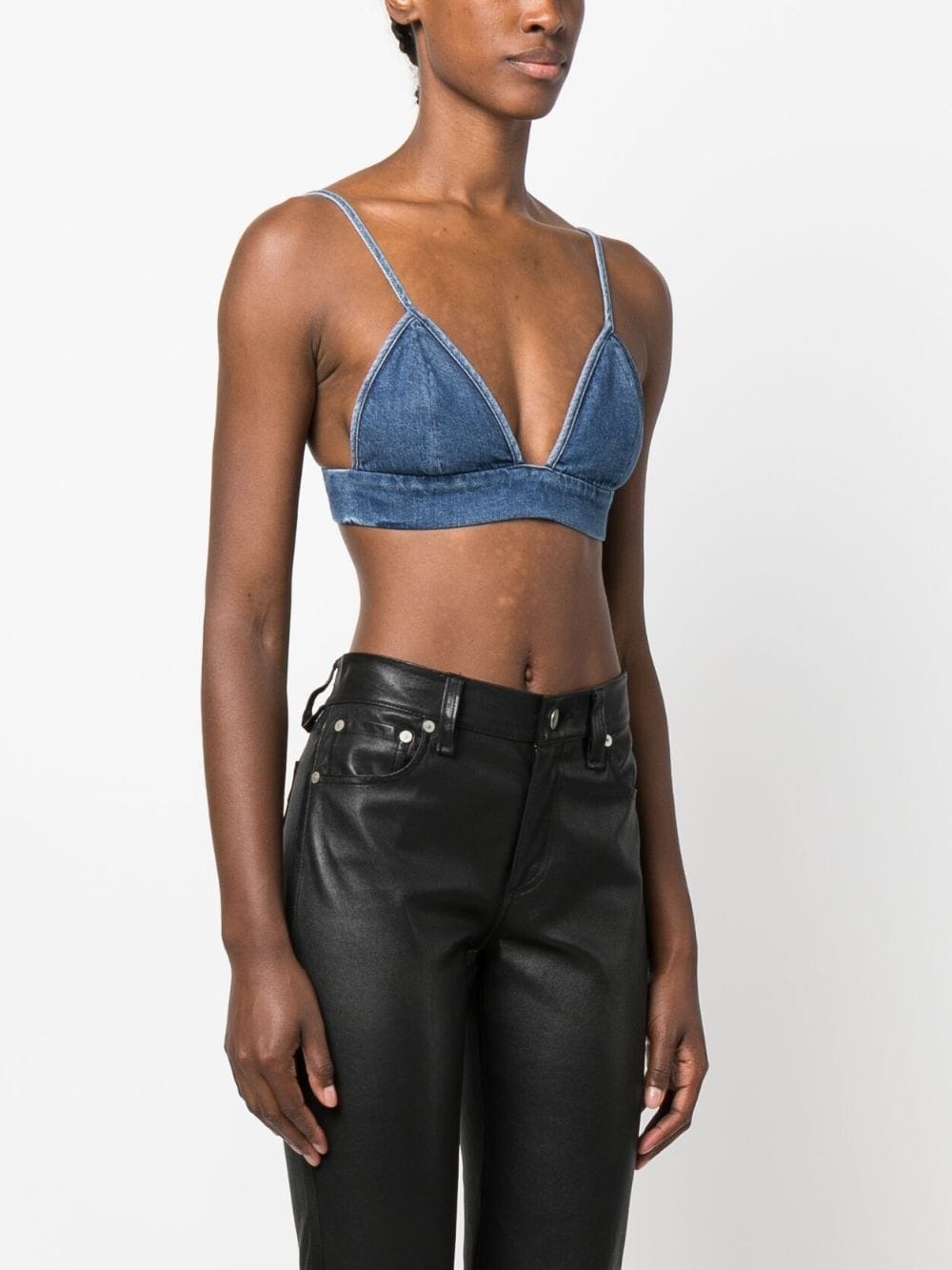 triangle-cup denim crop top - 3