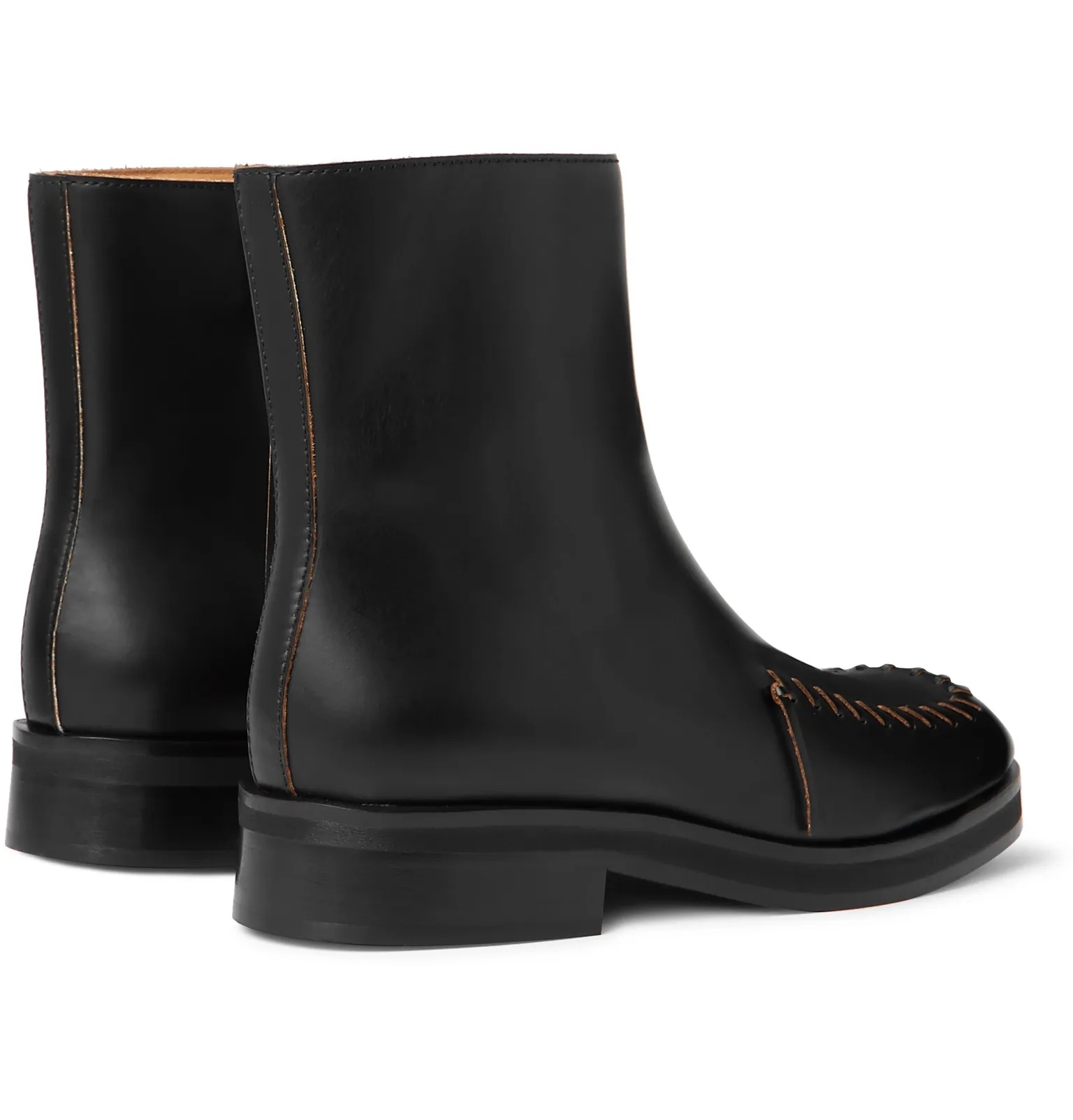 Whipstitched Leather Chelsea Boots - 5