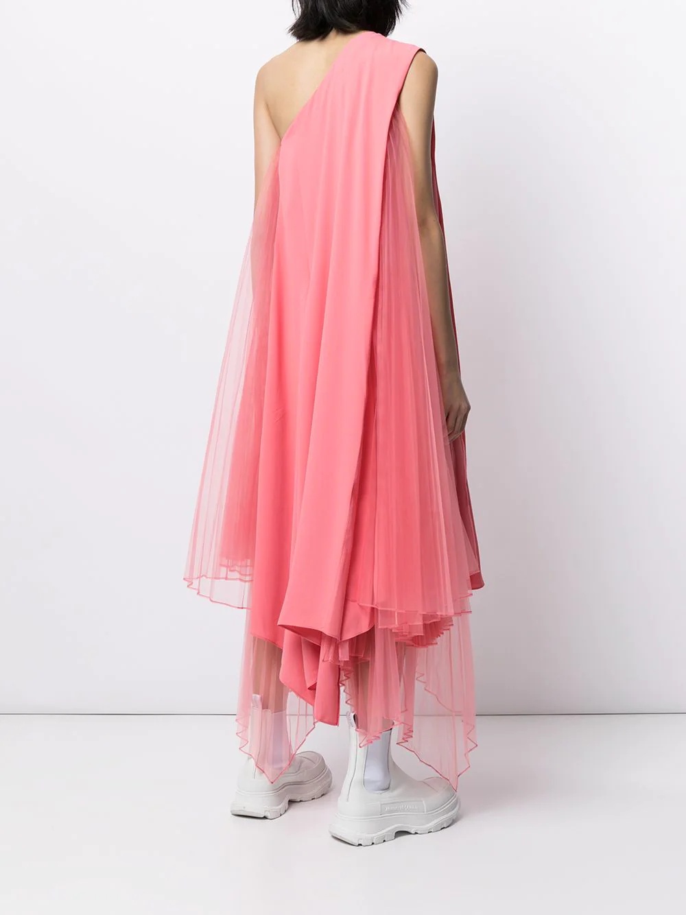 pleated tulle one-shoulder dress - 4