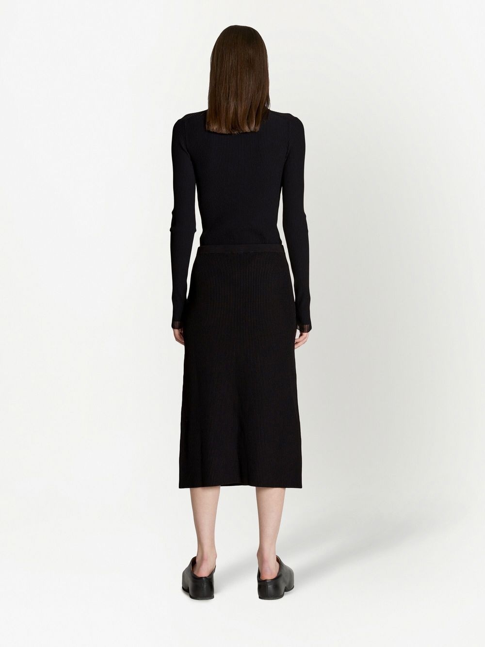 ribbed-knit button-front skirt - 4