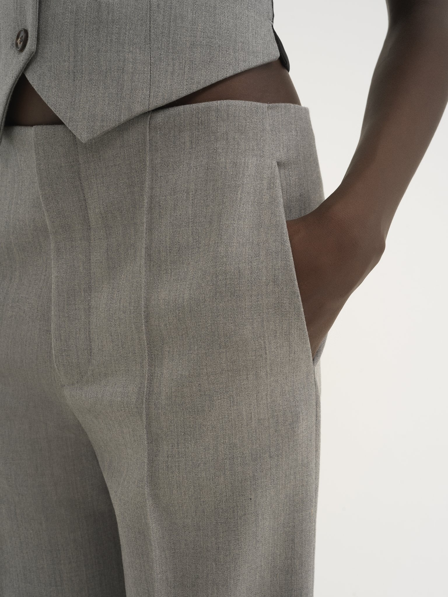 FLARE PANTS IN WOOL GRAIN DE POUDRE - 7