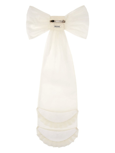 BODE White Ruffle Bow Barrette outlook