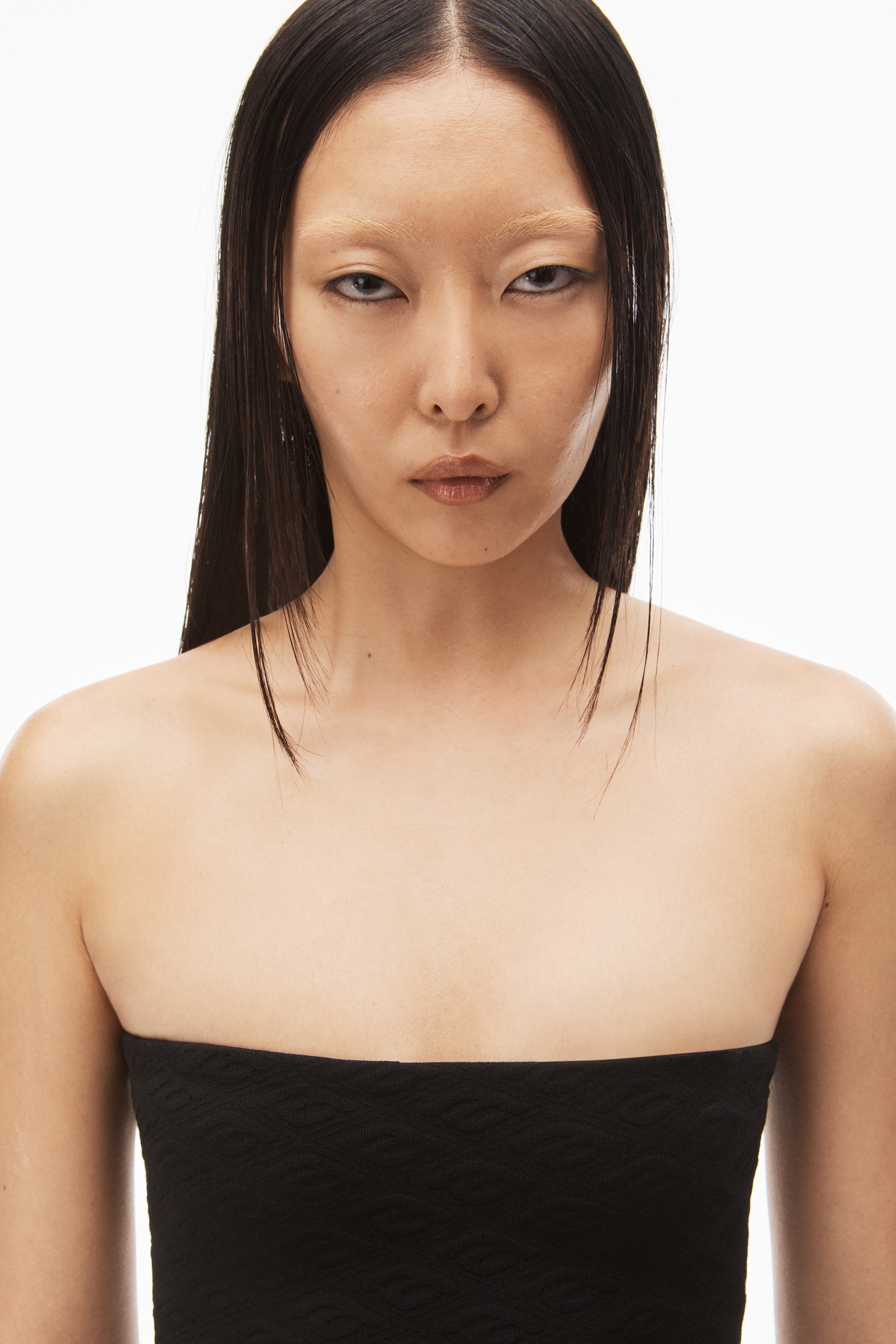 STRAPLESS MINI DRESS IN COMPACT NYLON JACQUARD - 4