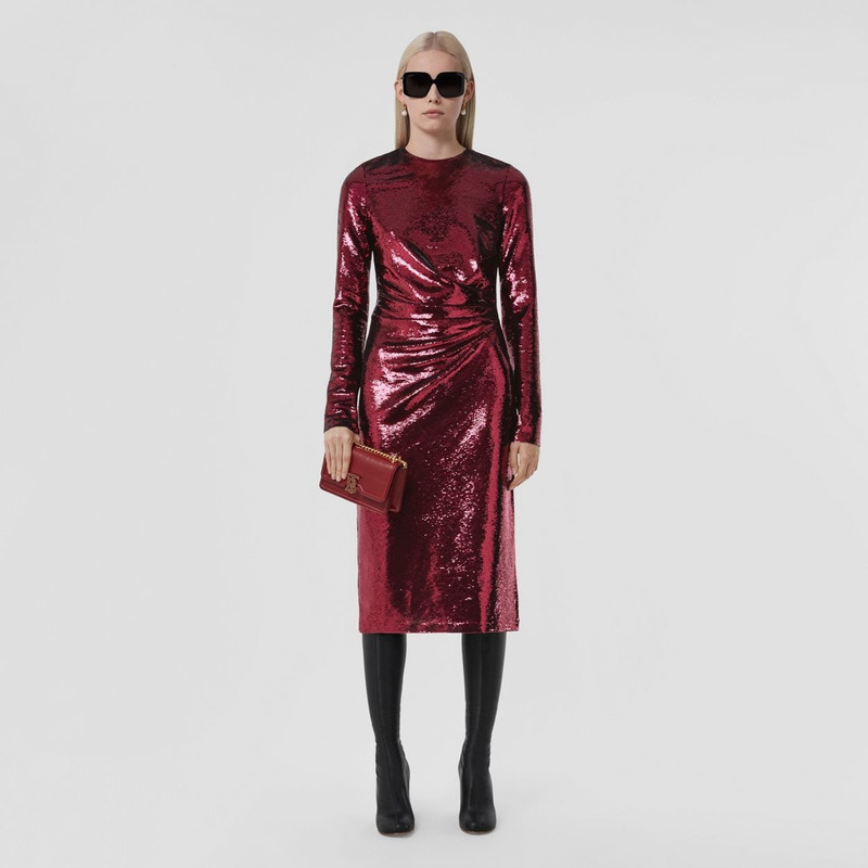 Burberry Gathered Sequinned Stretch Nylon Dress outlook