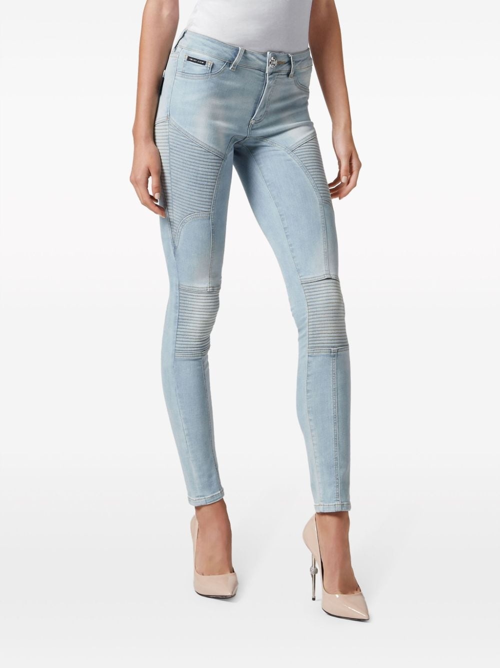 ribbed-detailing skiny-cut jeans - 2
