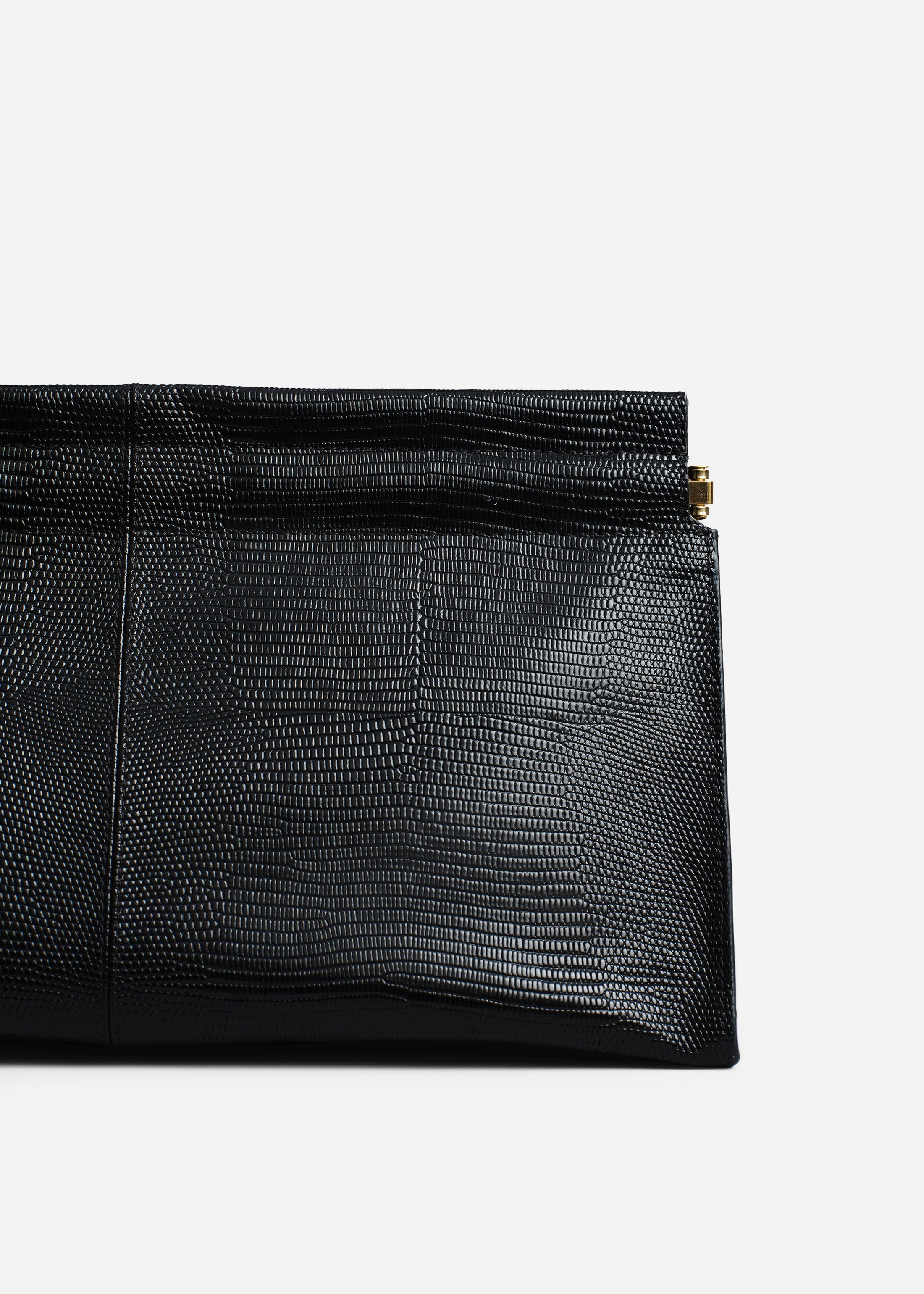 Large Leather Clutch in Black - 3
