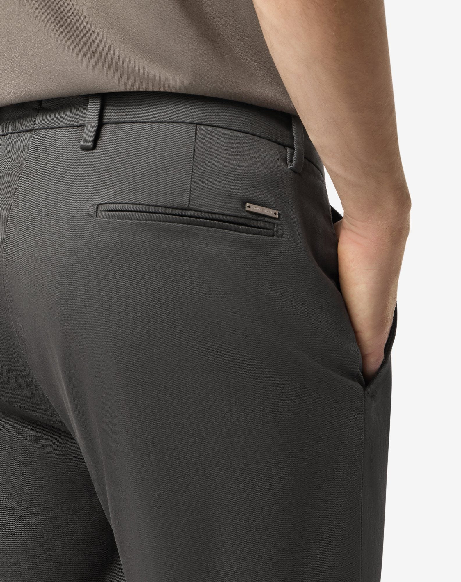 Anthracite grey garment-dyed stretch cotton trousers - 5