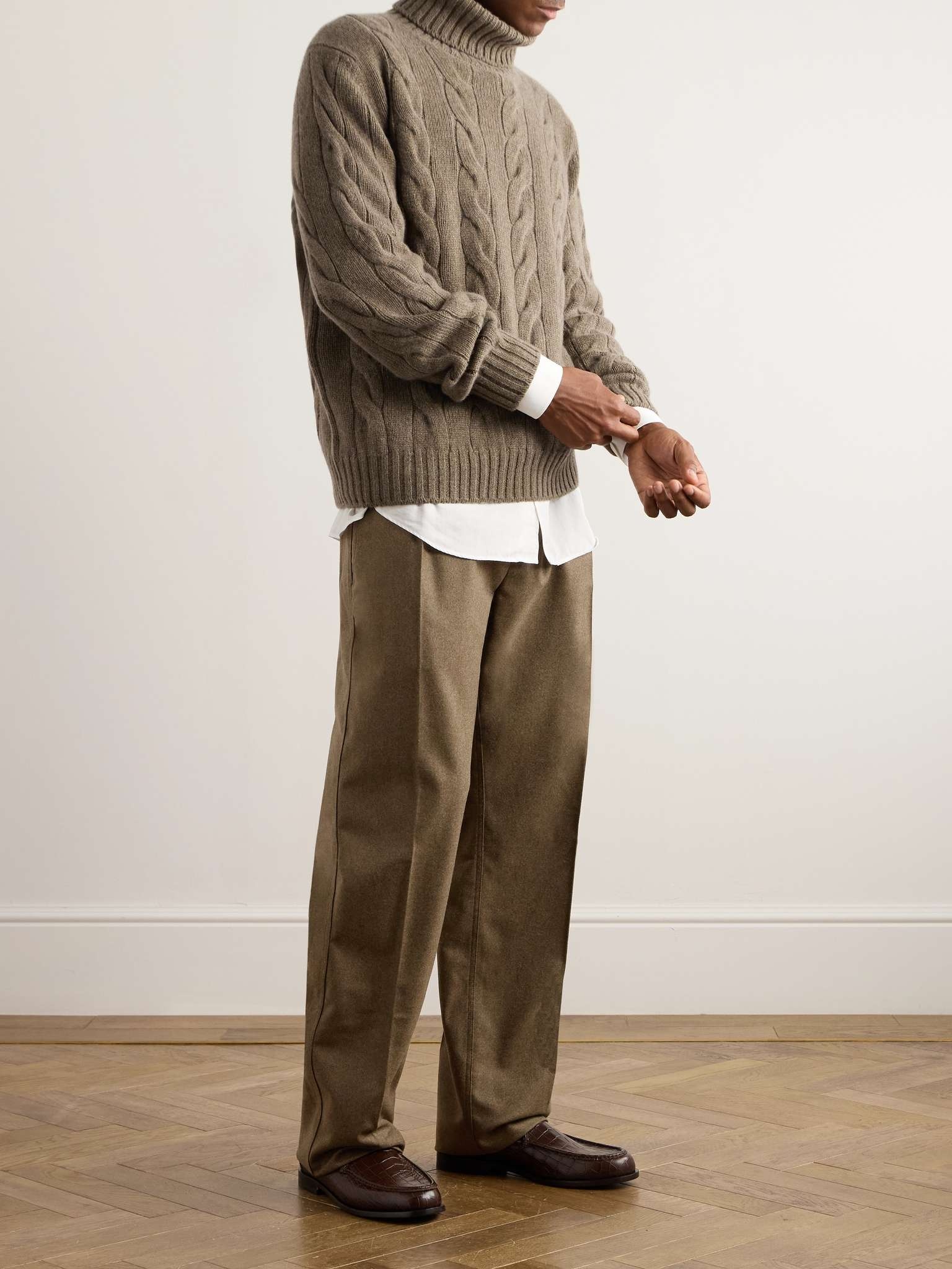 Reinga Straight-Leg Pleated Wool and Cashmere-Blend Flannel Trousers - 2