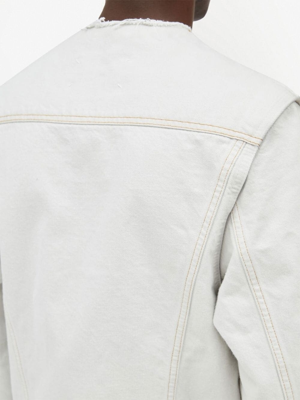 collarless denim jacket - 6
