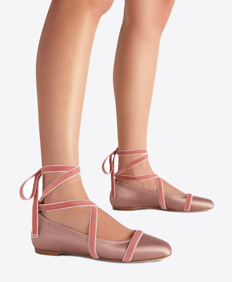 Spencer Pink Satin Flat Pumps 5