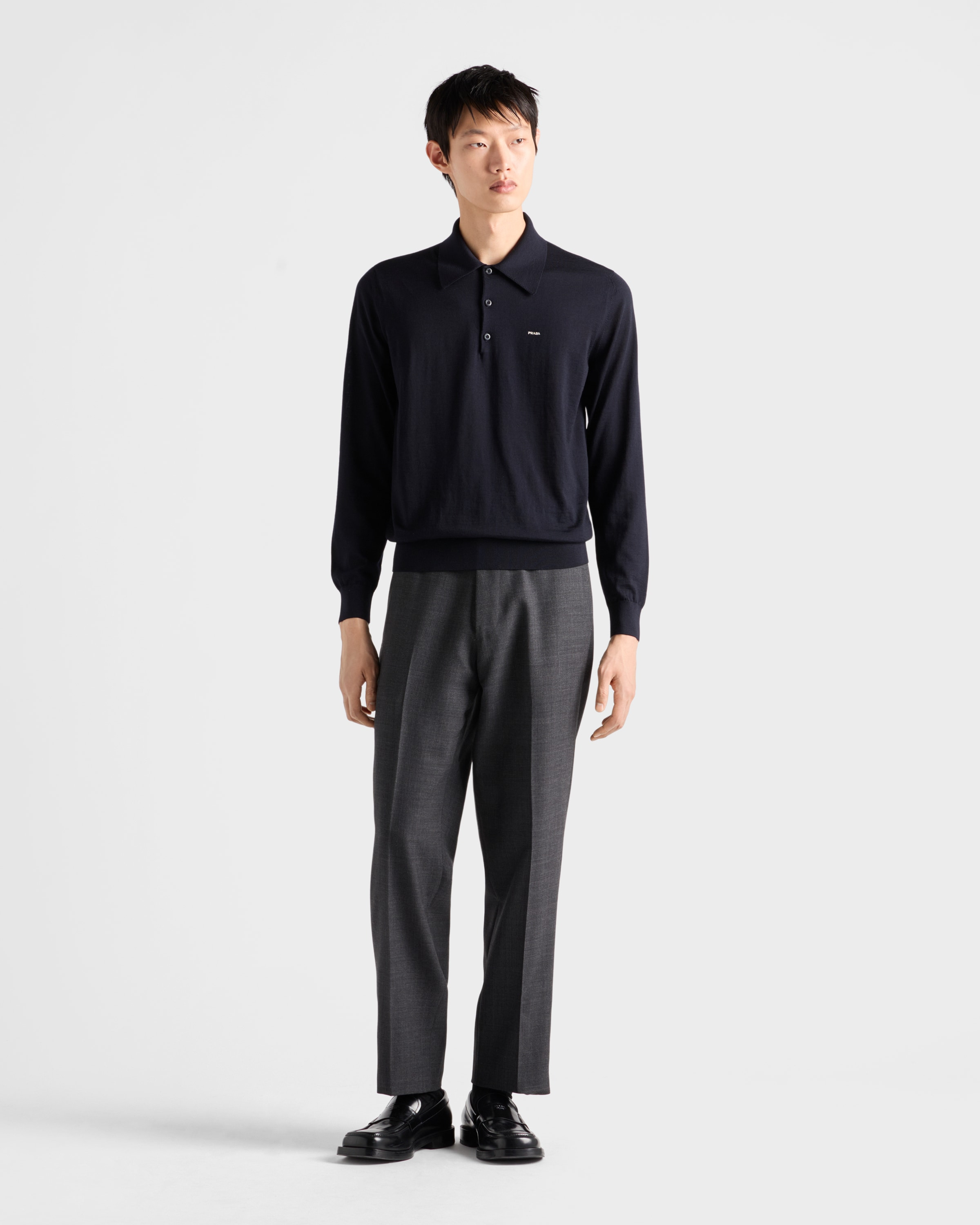 Long-sleeved superfine wool polo sweater - 2