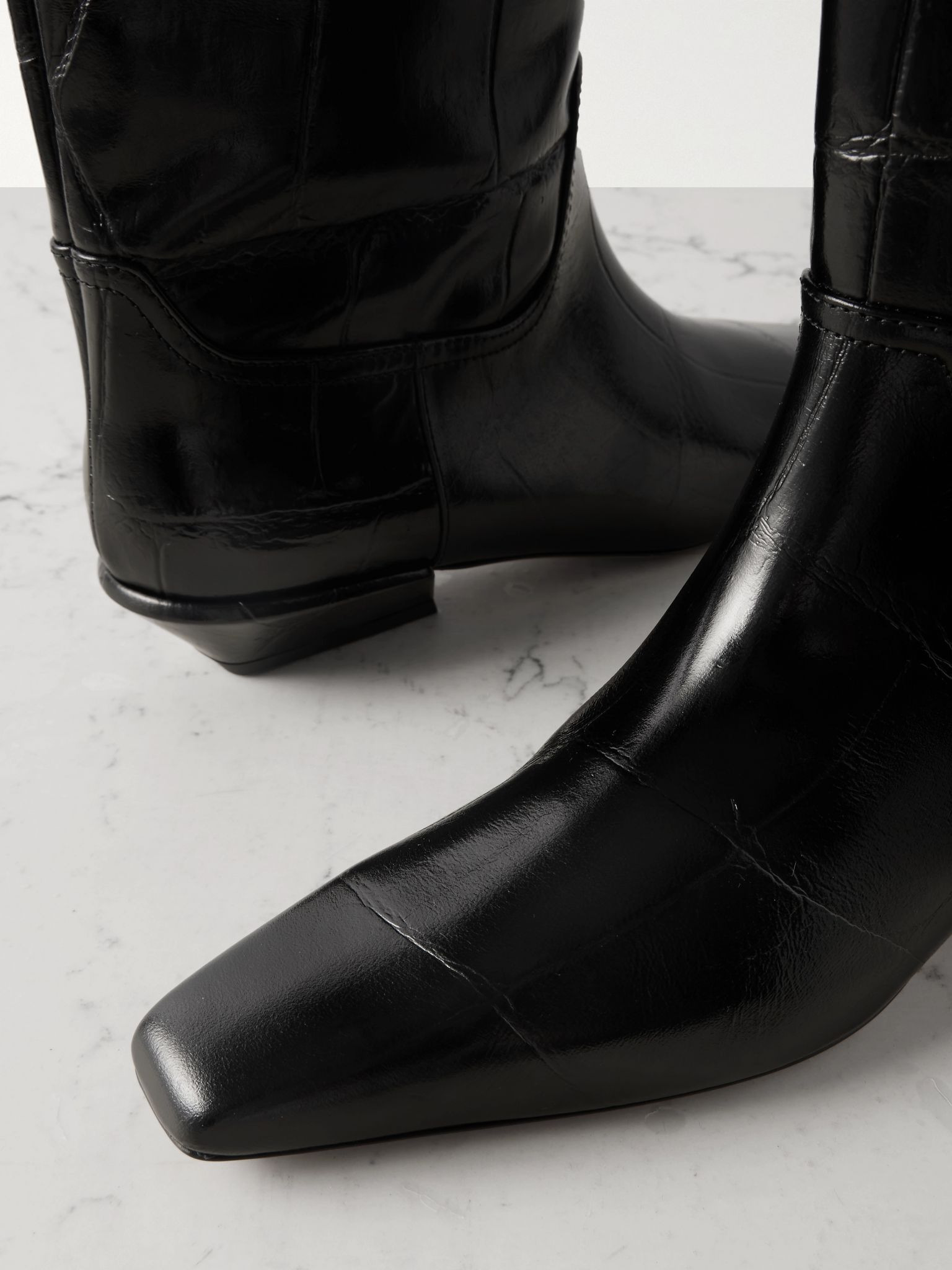 Bettina croc-effect leather boots Black - 4