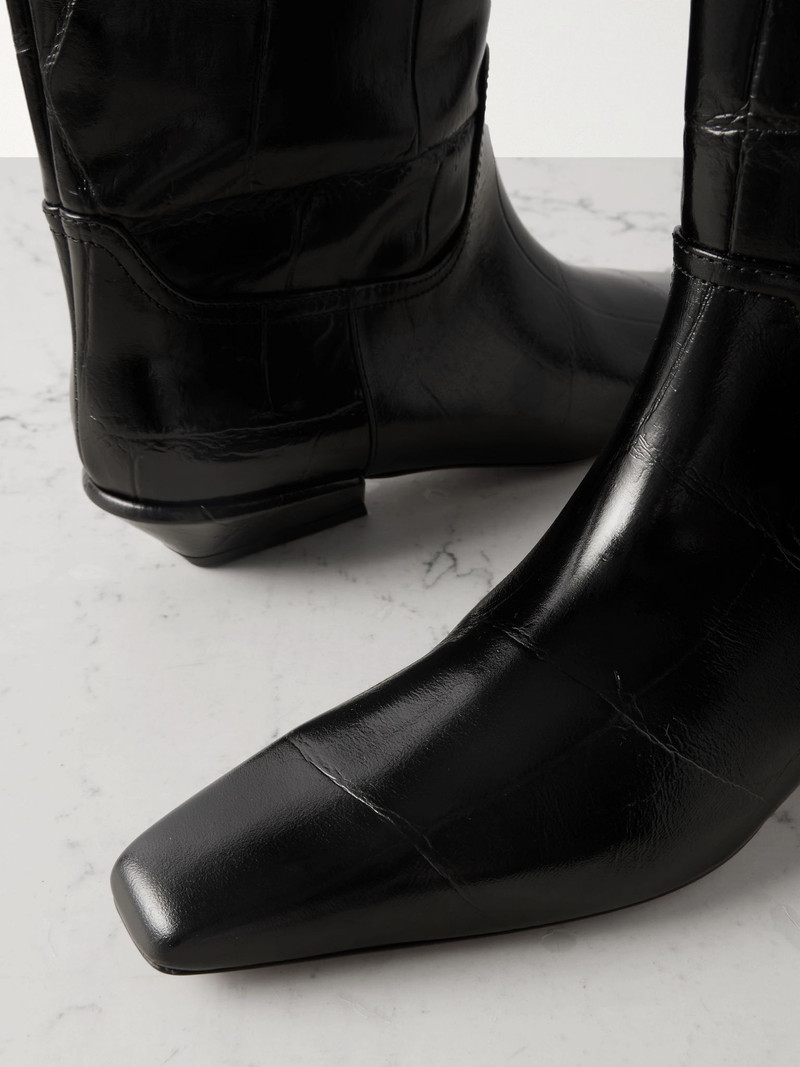 Bettina croc-effect leather boots Black 4