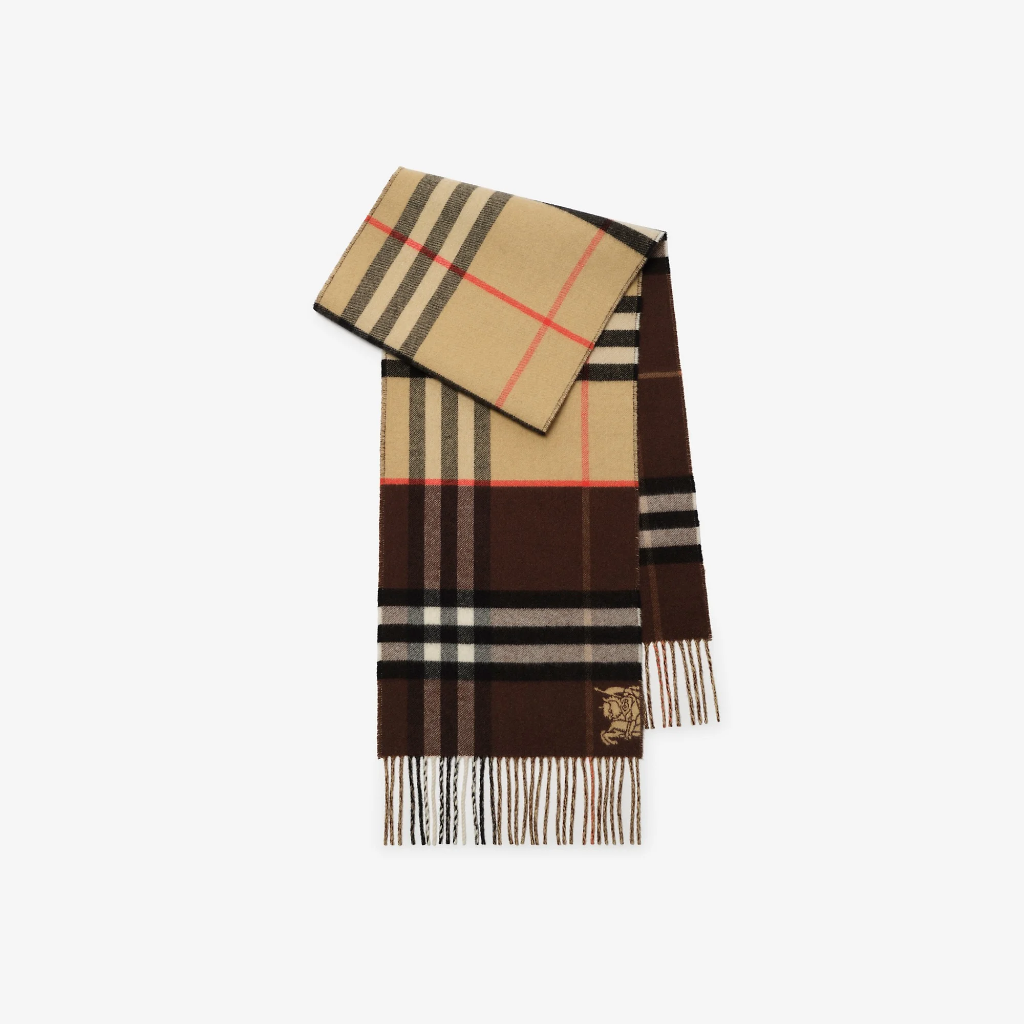Contrast Check Cashmere Scarf - 1