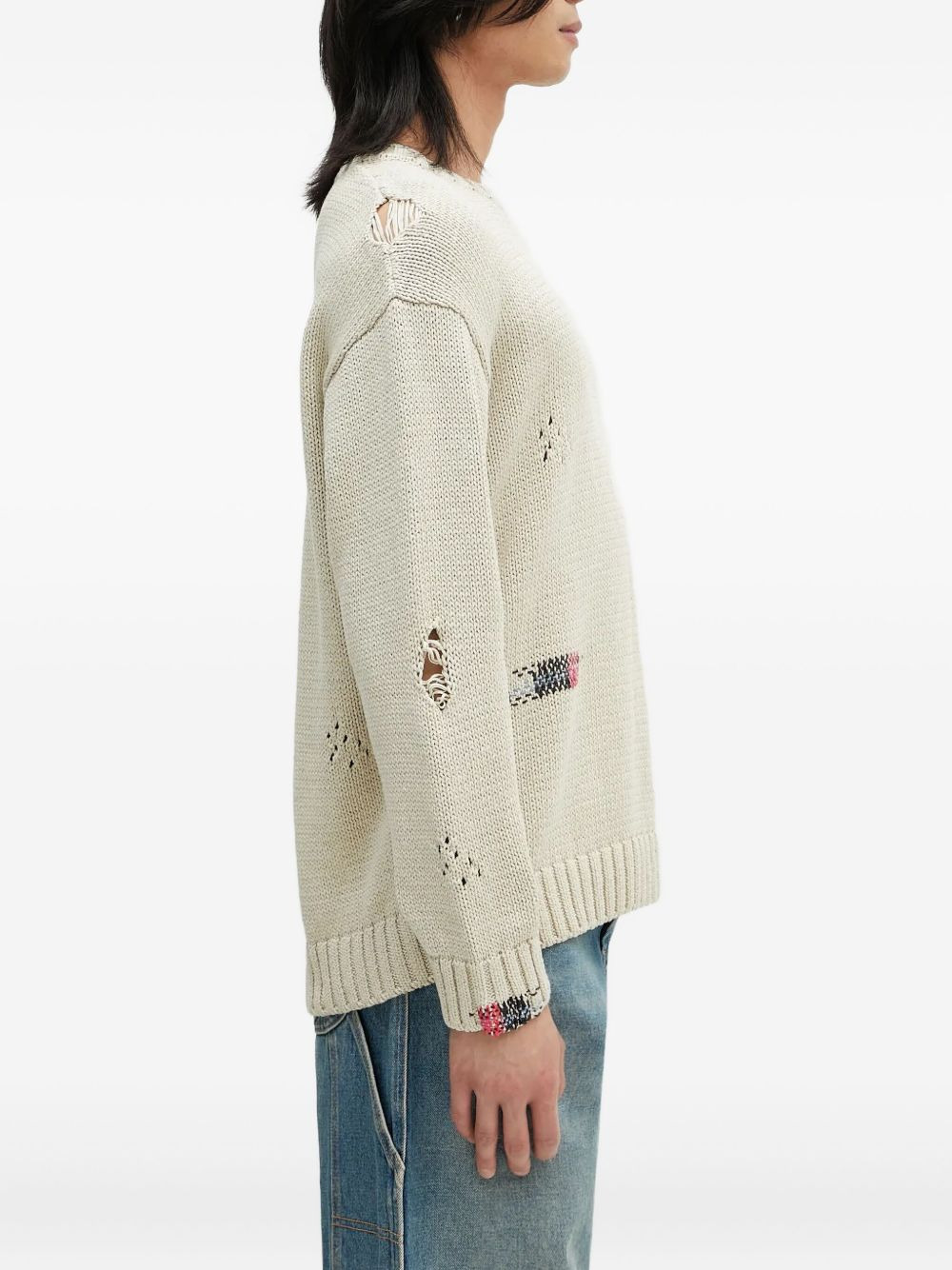 distressed embroidered sweater - 2