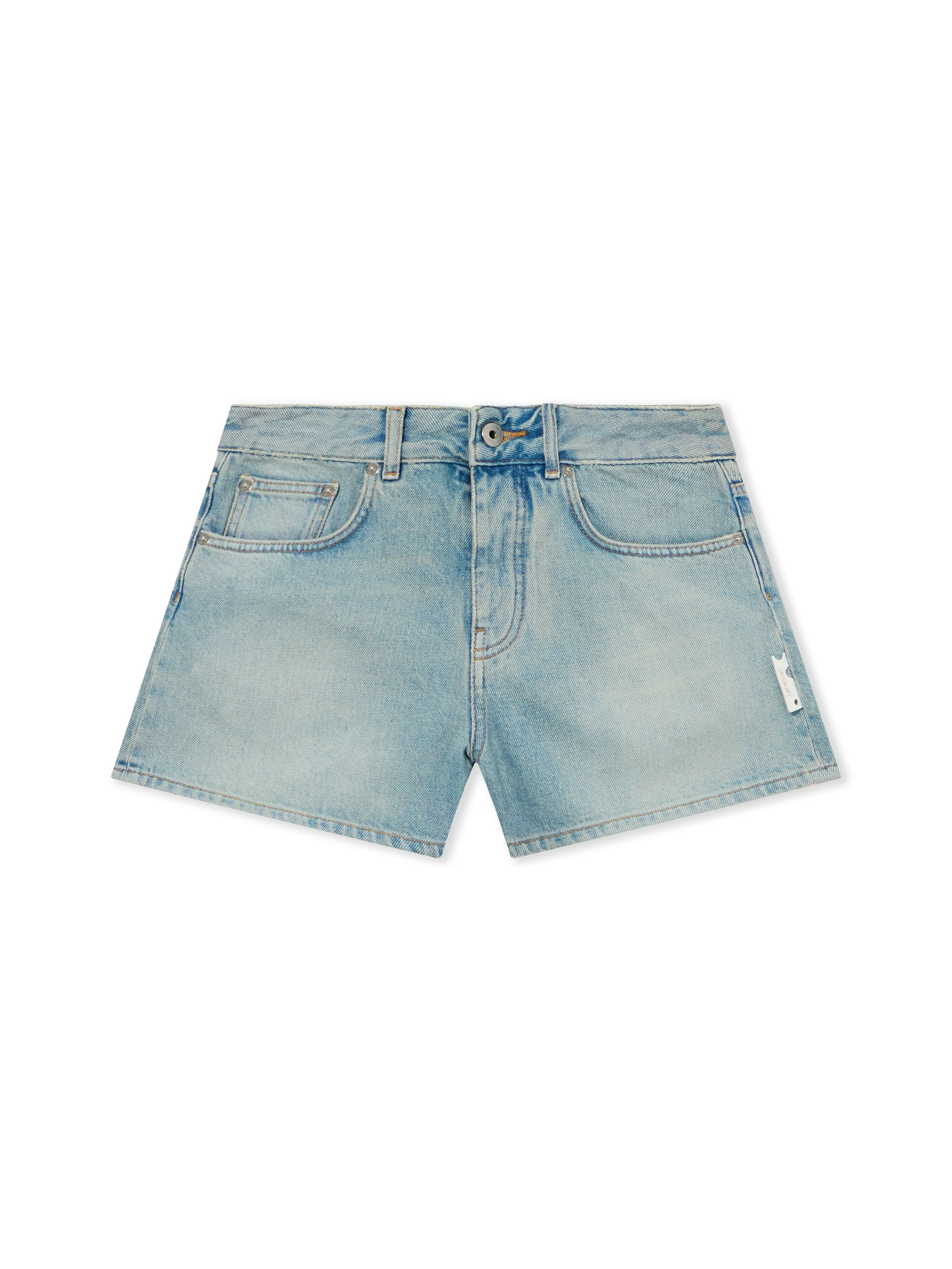 College Patch Denim Shorts - 1
