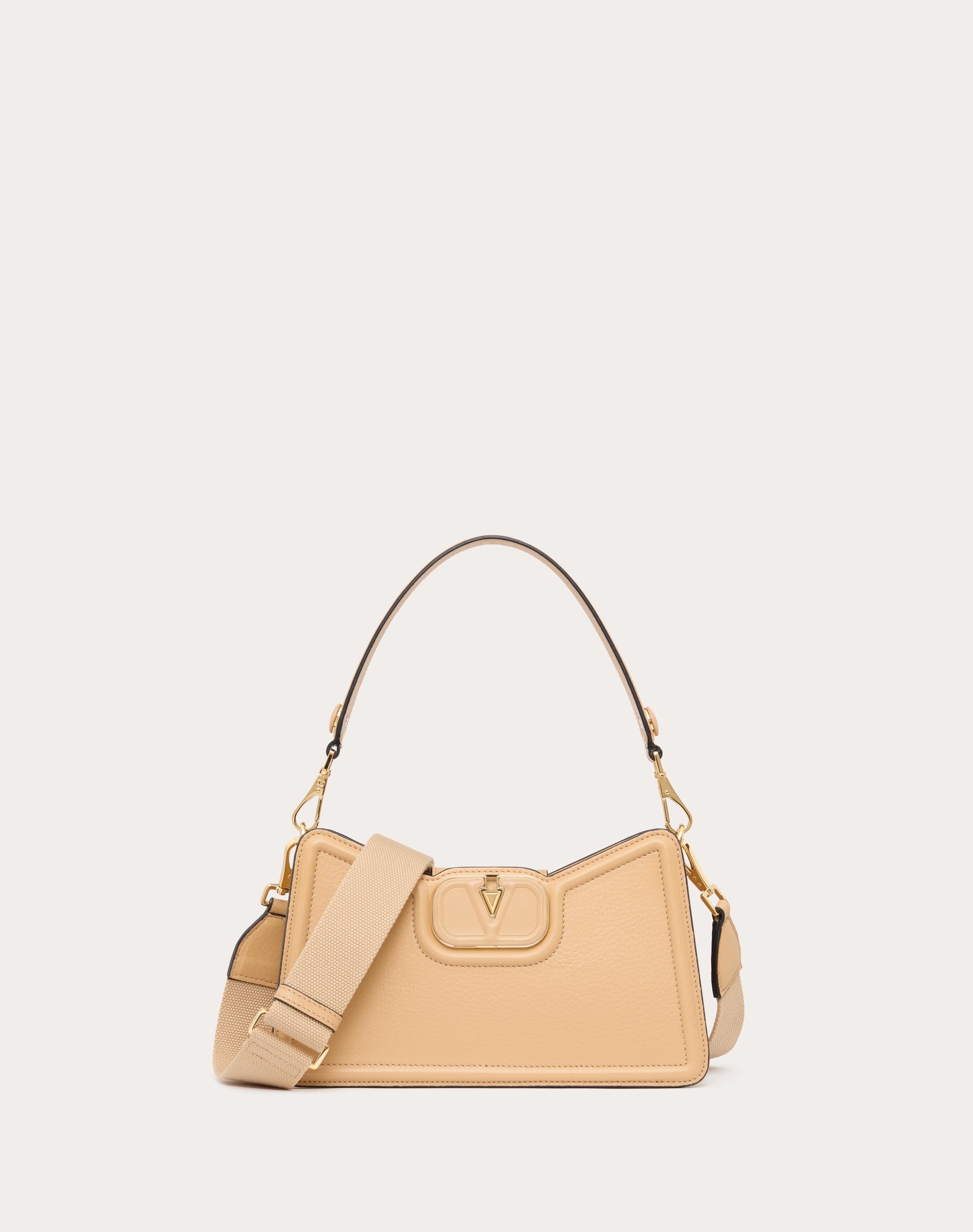 VLOGO LEATHER SHOULDER BAG IN GRAINY CALFSKIN - 1