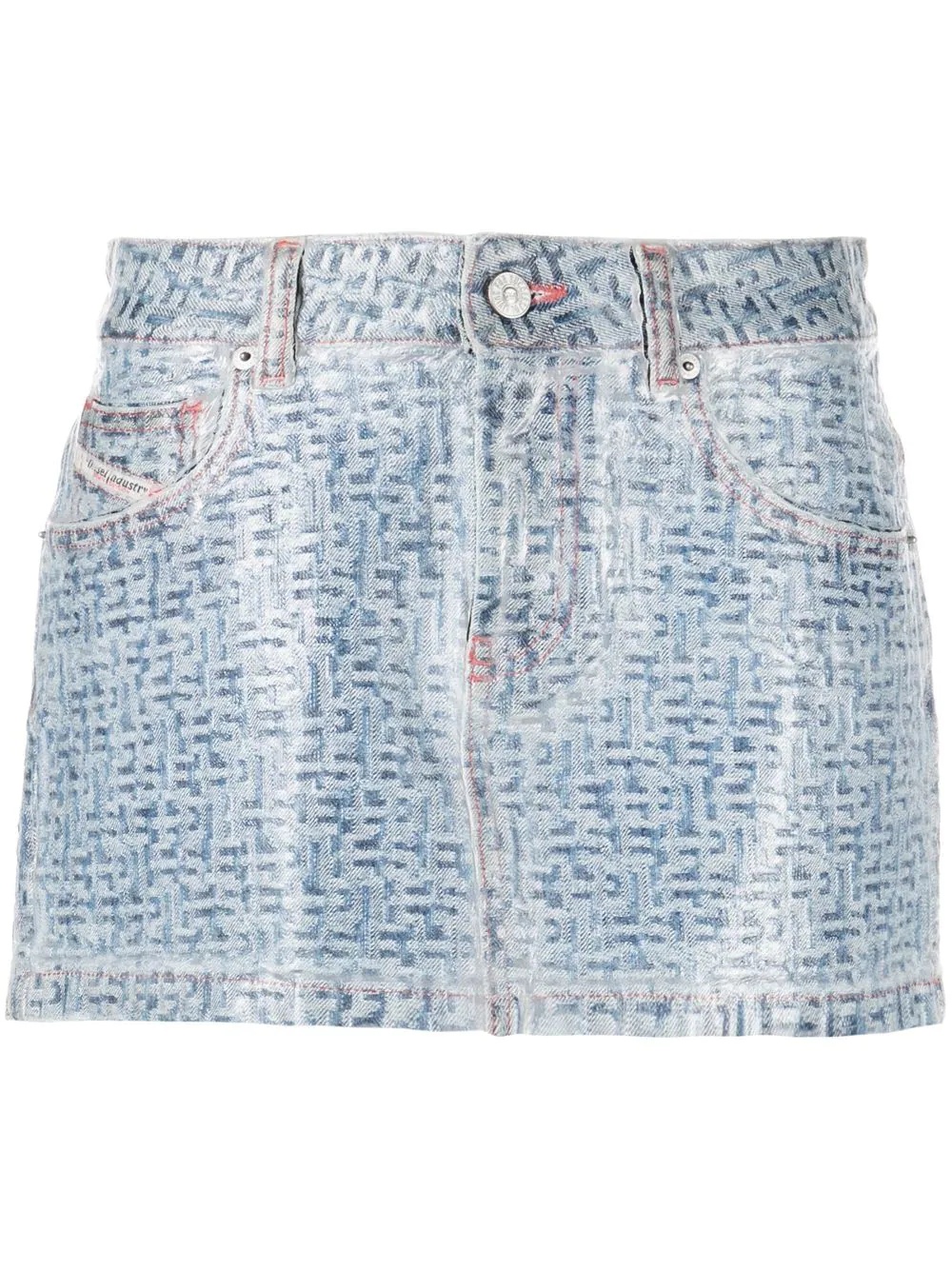 printed denim miniskirt - 1