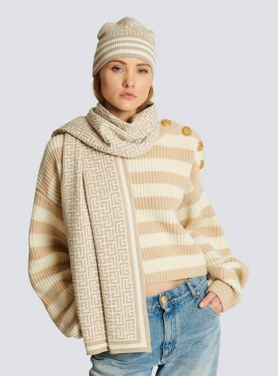 Balmain Monogrammed wool scarf outlook